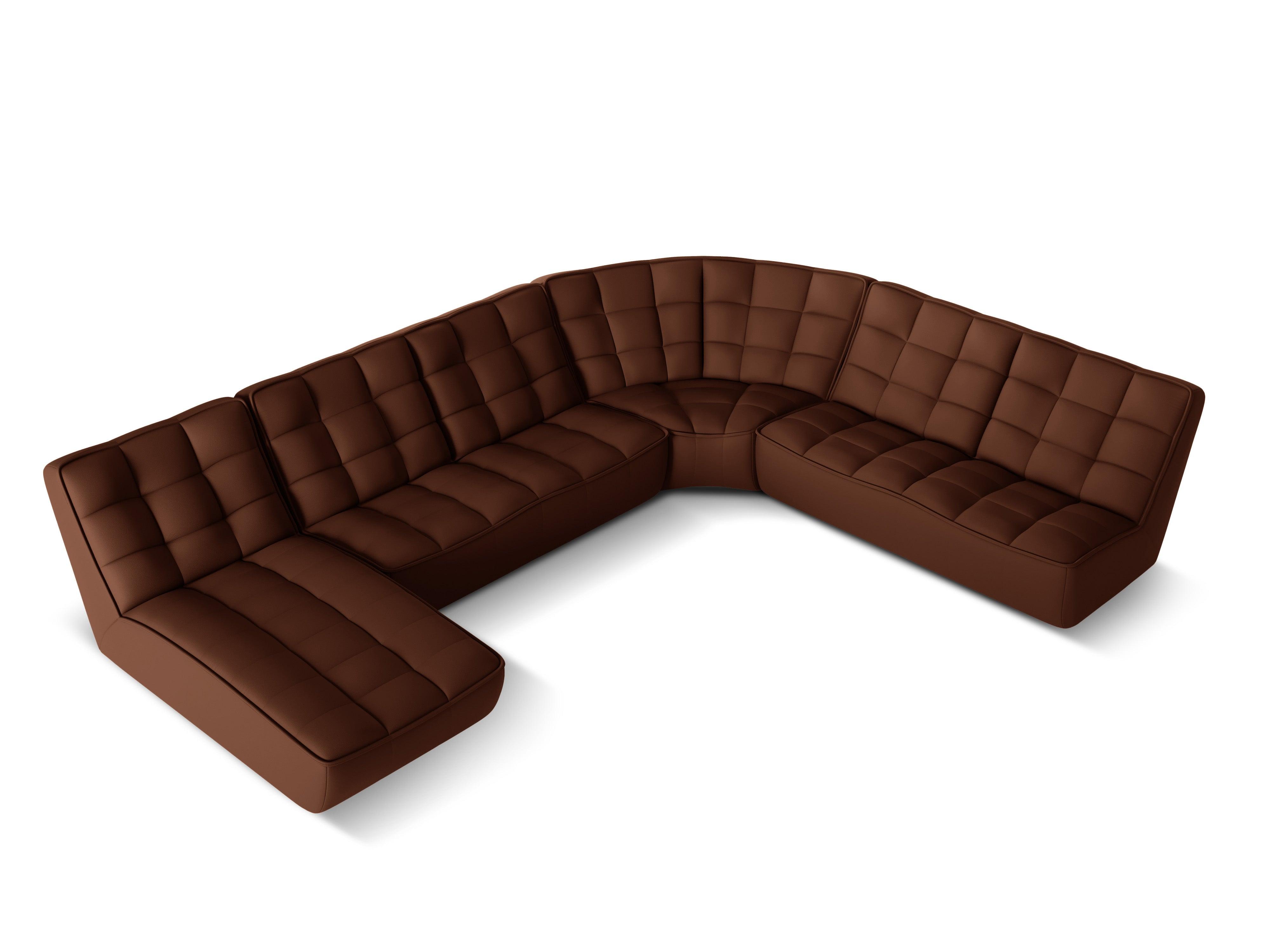 Narożnik skórzany panoramiczny prawostronny MONI czekoladowy Maison Heritage Eye on Design