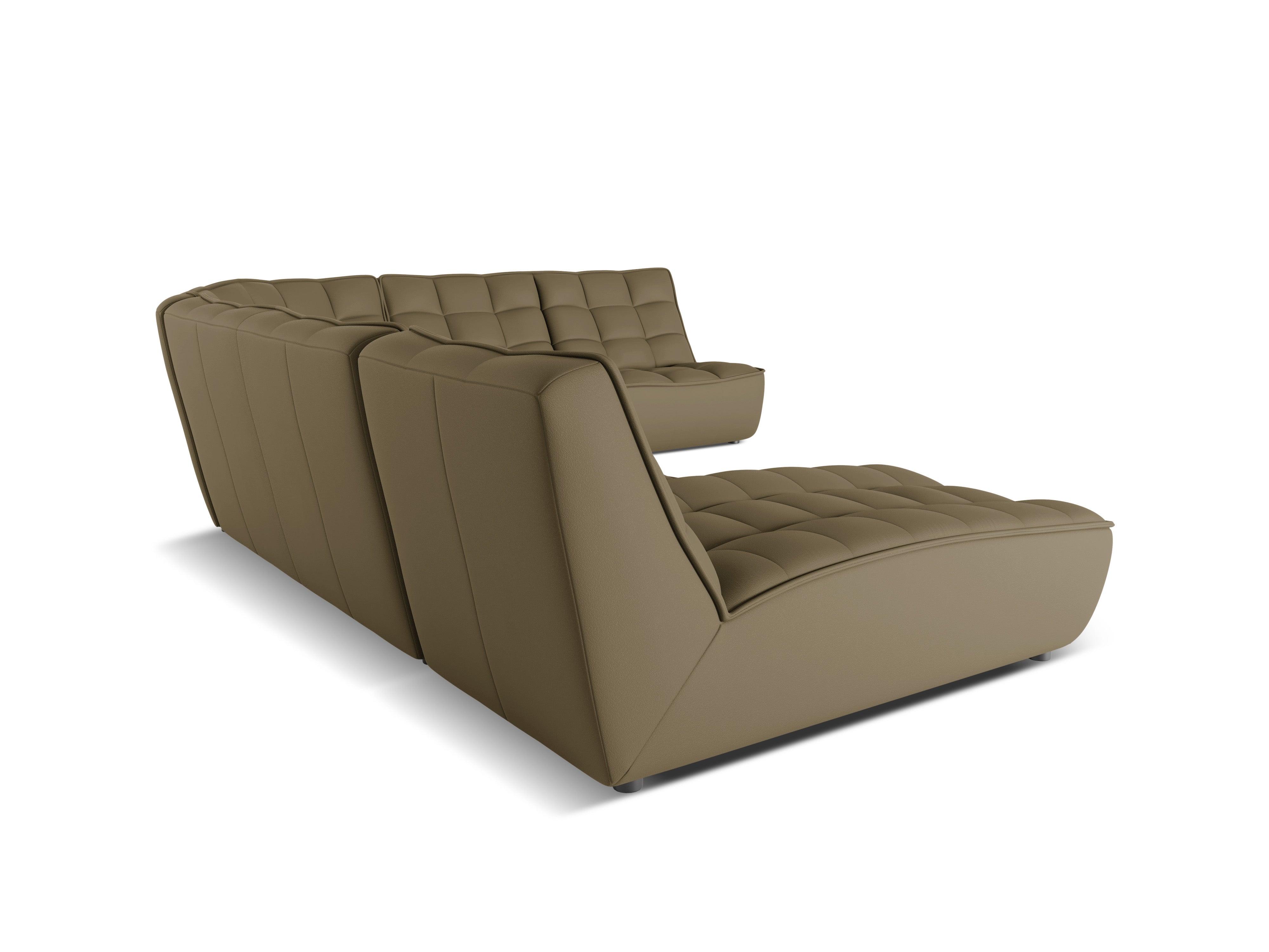 Narożnik skórzany panoramiczny prawostronny MONI oliwkowy Maison Heritage Eye on Design