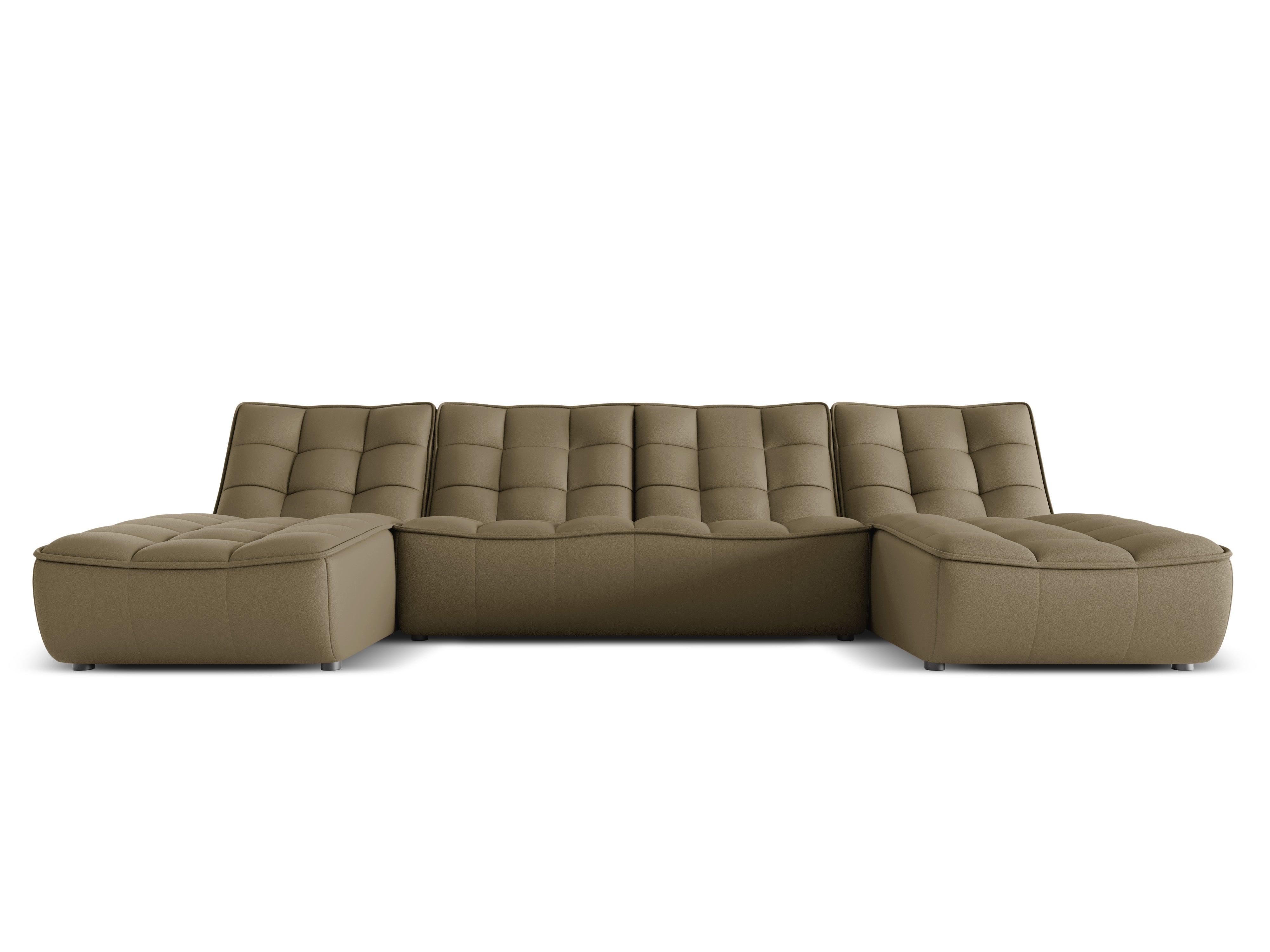 Narożnik skórzany w kształcie U MONI oliwkowy Maison Heritage Eye on Design