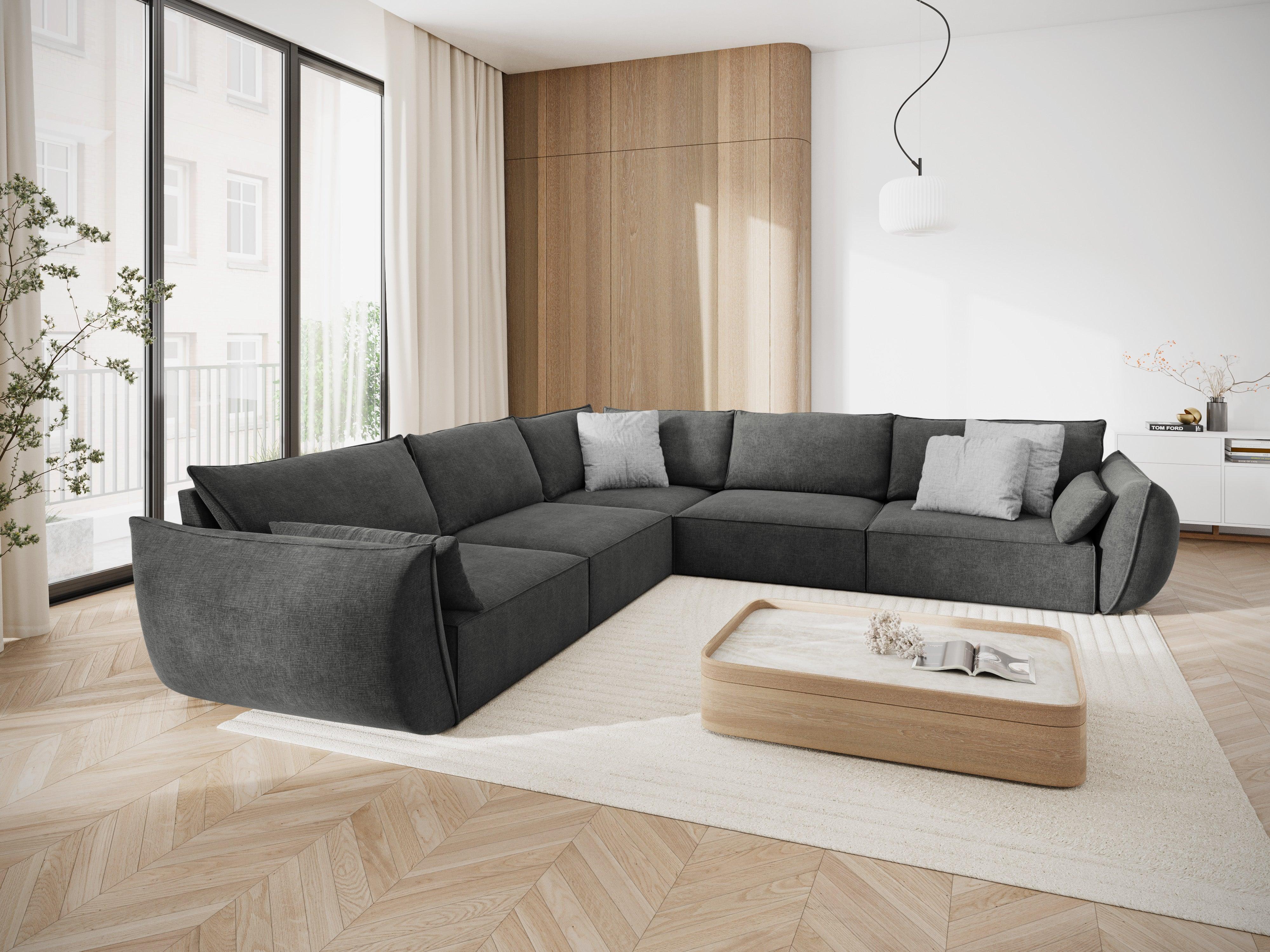 Narożnik symetryczny w tkaninie szenilowej VANDA ciemnoszary Mazzini Sofas Eye on Design
