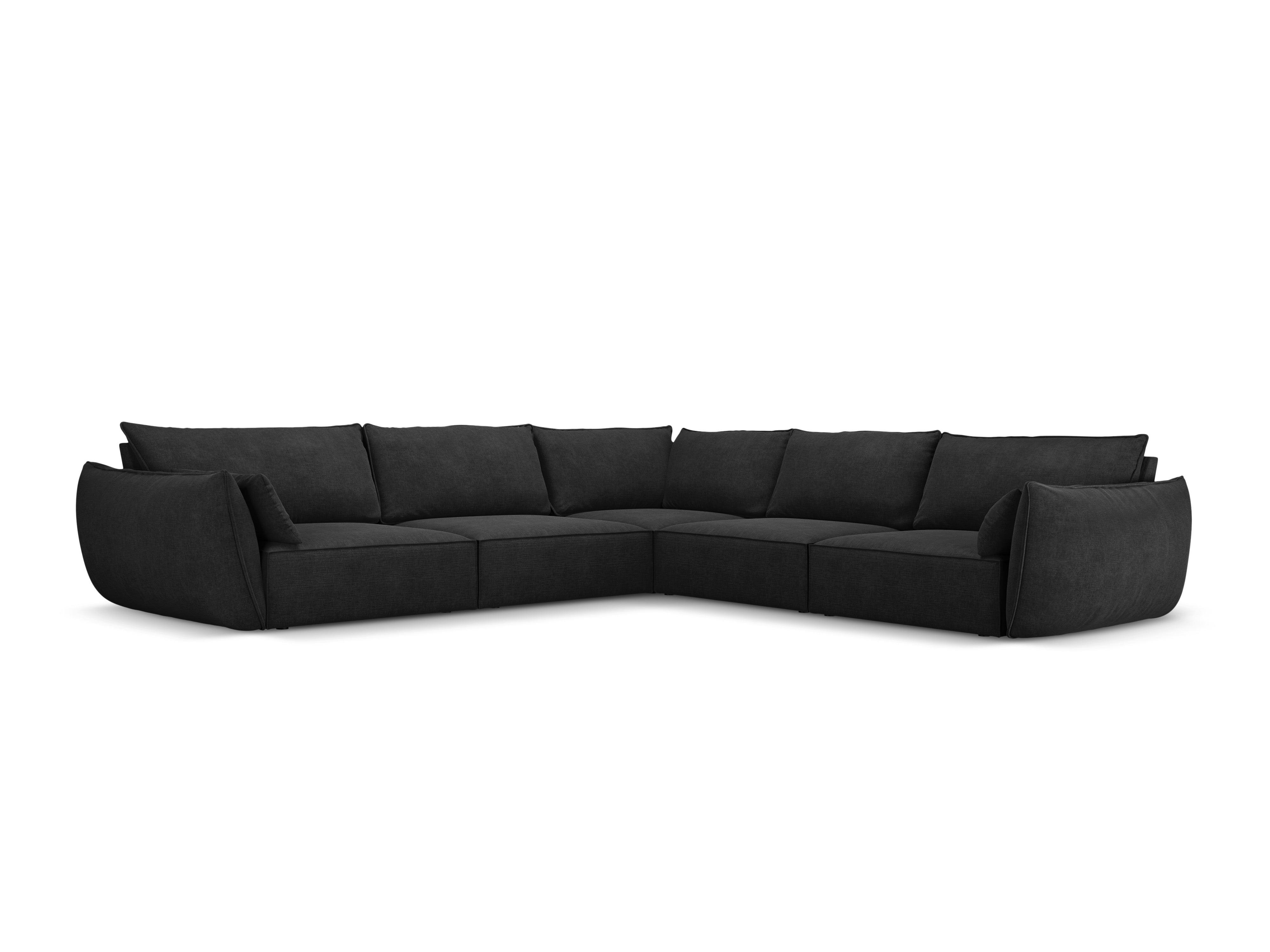 Narożnik symetryczny w tkaninie szenilowej VANDA czarny Mazzini Sofas Eye on Design