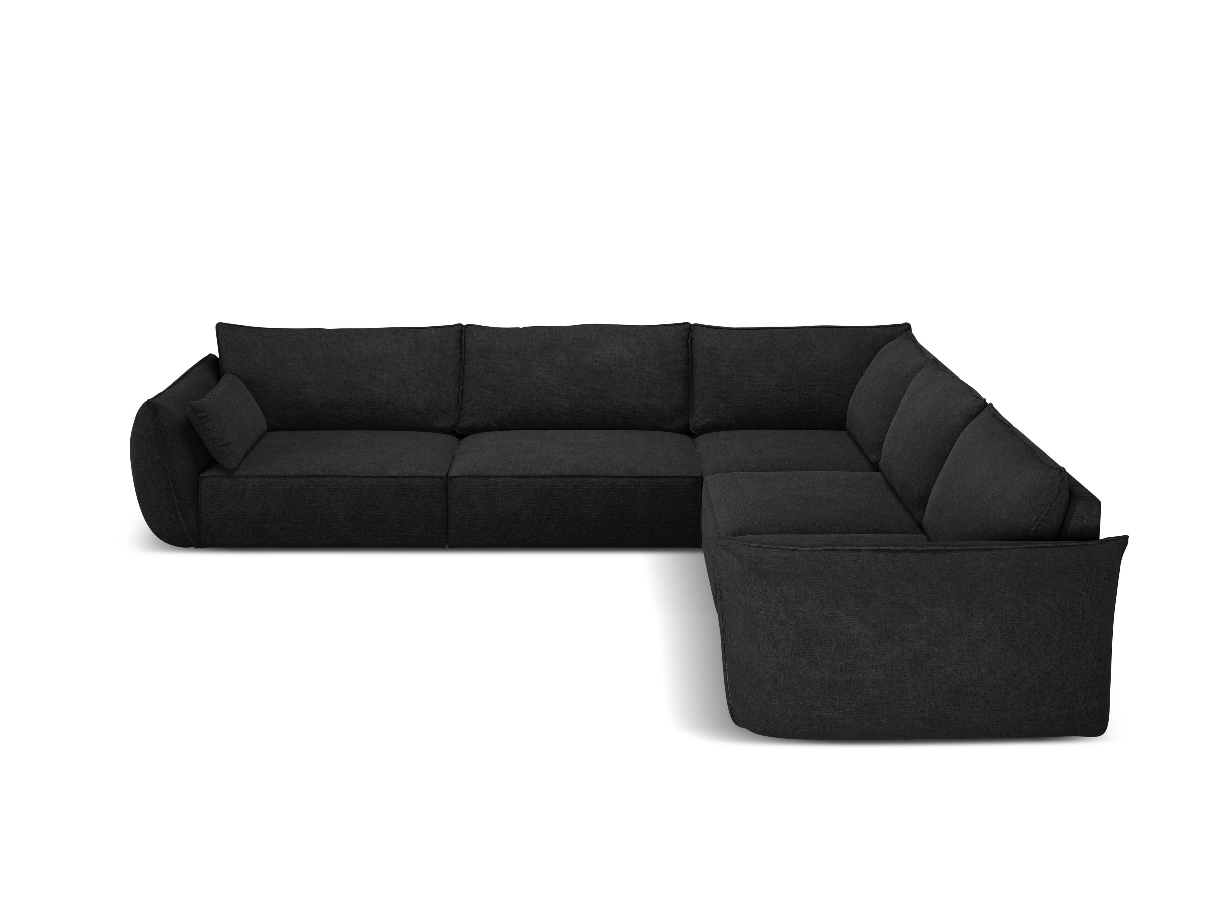 Narożnik symetryczny w tkaninie szenilowej VANDA czarny Mazzini Sofas Eye on Design