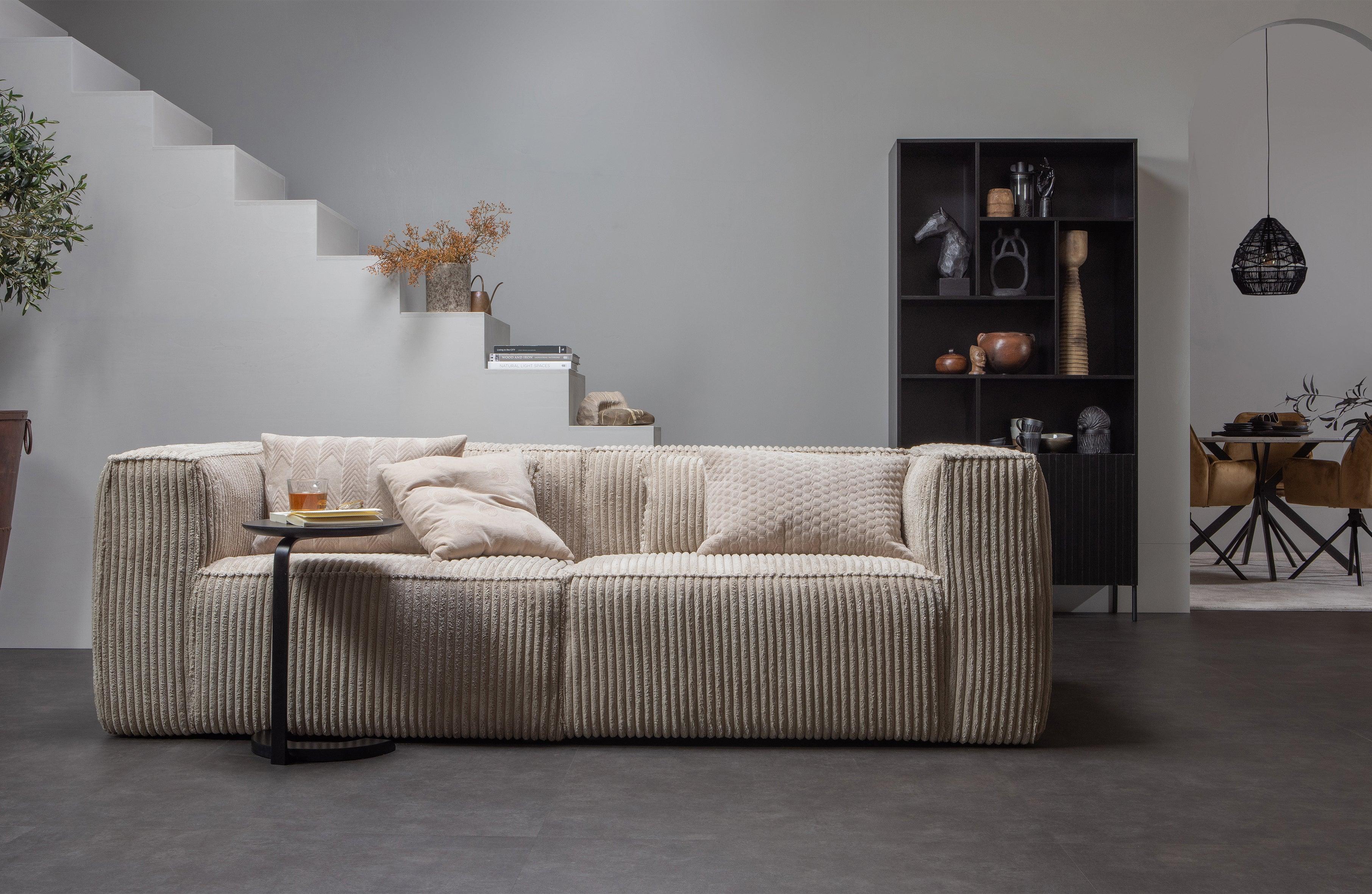 Narożnik sztruksowy lewostronny BEAN RIB jasnobeżowy Woood Exclusive Eye on Design