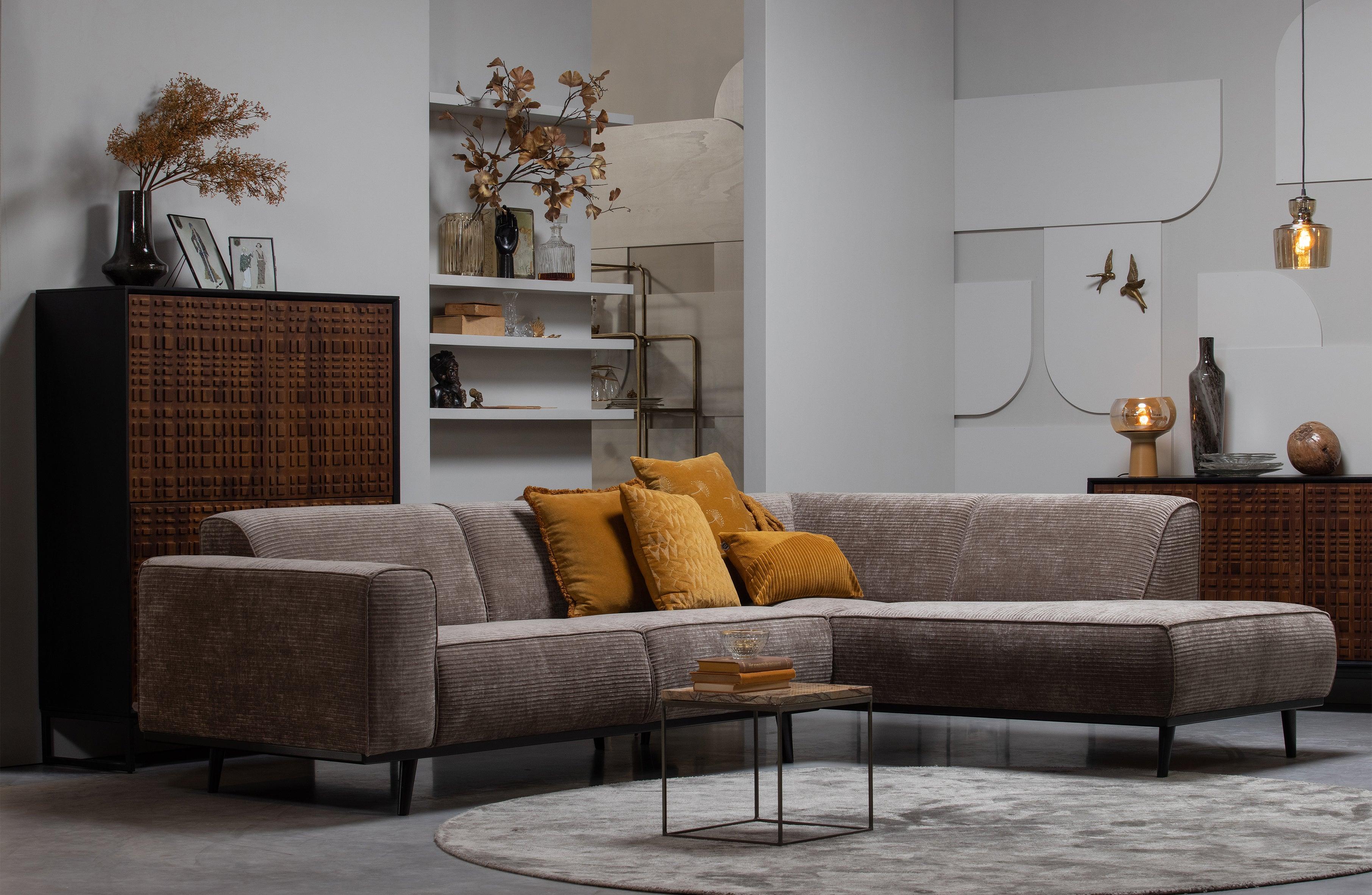 Right-facing Corner Sofa STATEMENT beige chenille