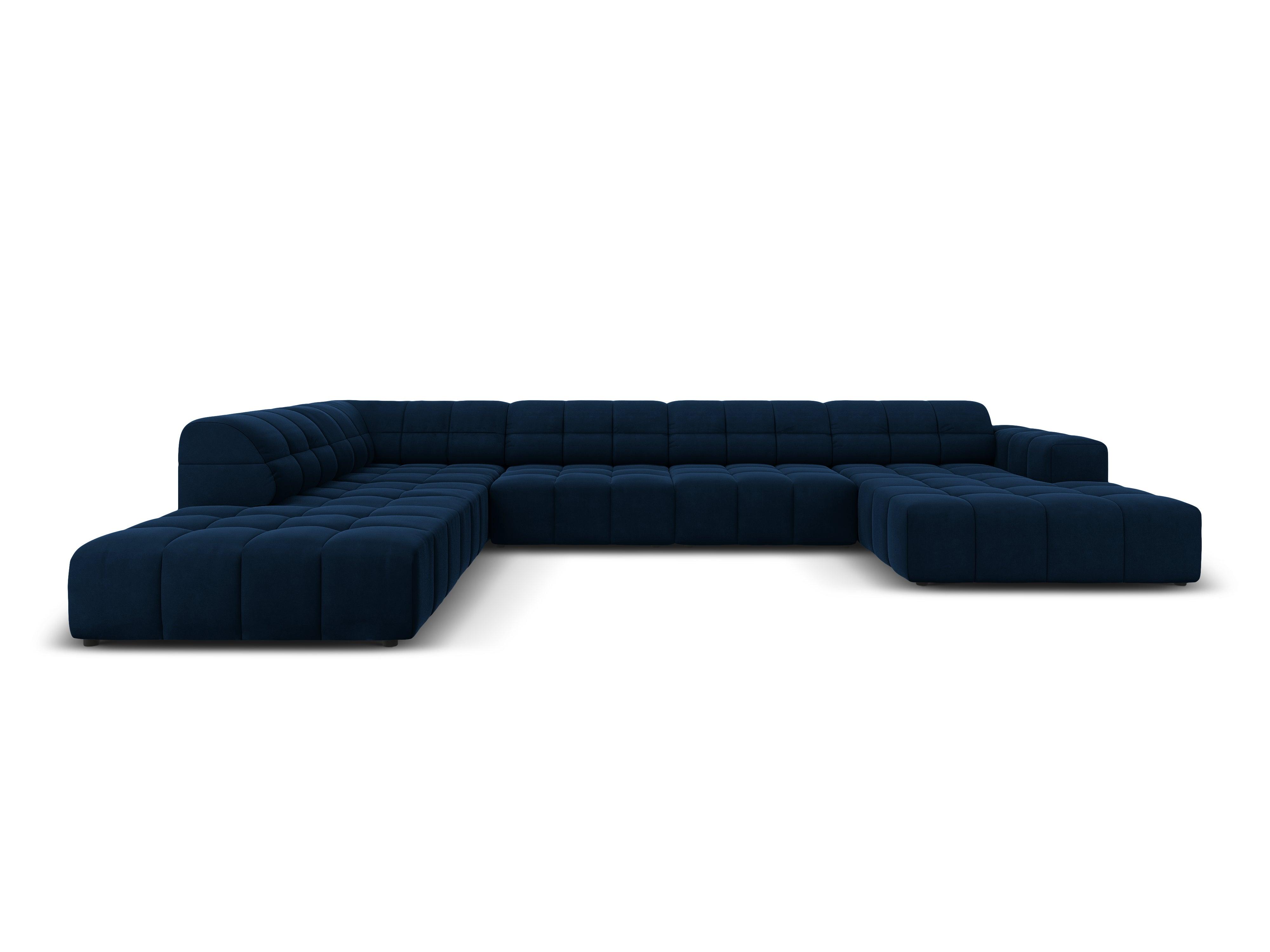 Narożnik w kształcie U aksamitny lewostronny CHICAGO granat królewski Cosmopolitan Design Eye on Design