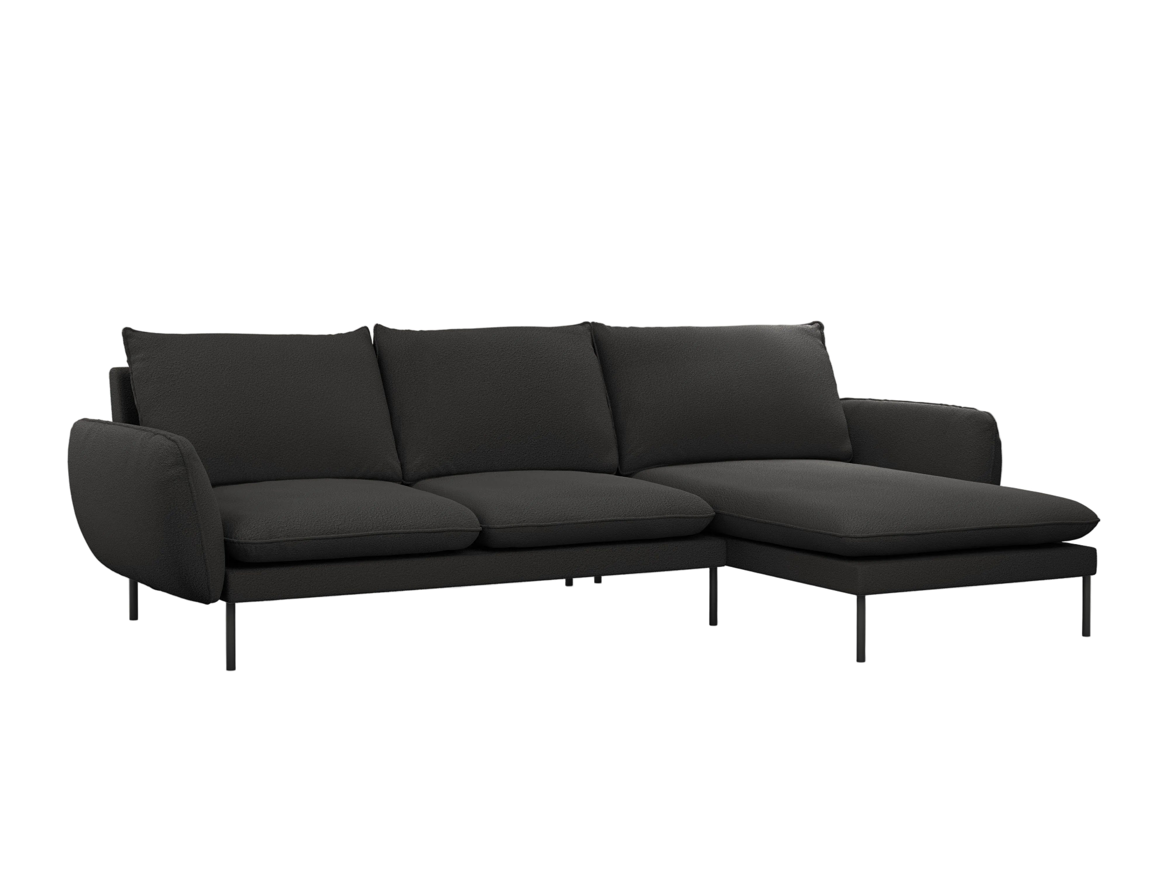 Narożnik w tkaninie boucle prawostronny VIENNA czarny z czarną podstawą Cosmopolitan Design Eye on Design