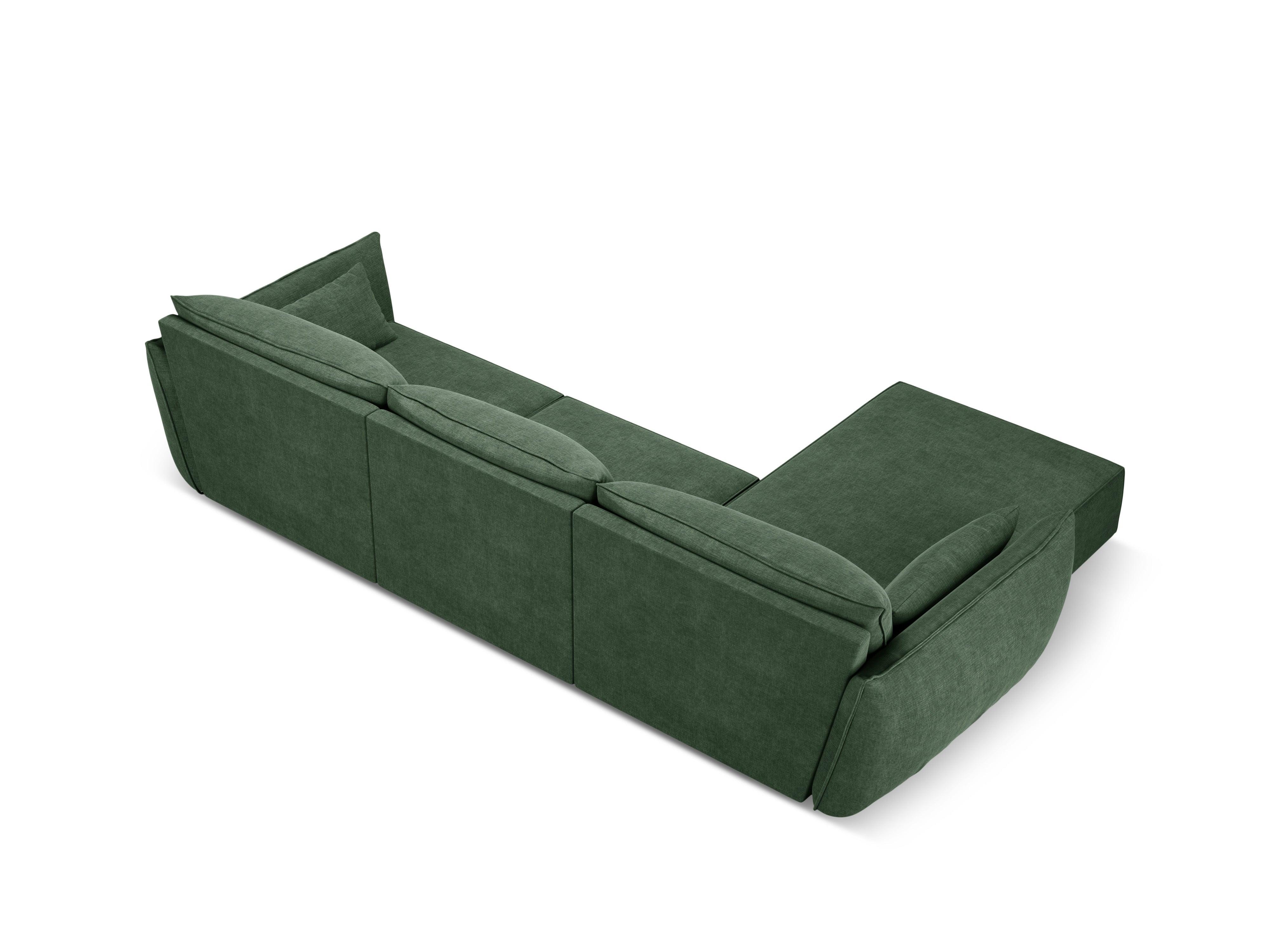 Narożnik w tkaninie szenilowej lewostronny 4-osobowy VANDA butelkowa zieleń Mazzini Sofas Eye on Design