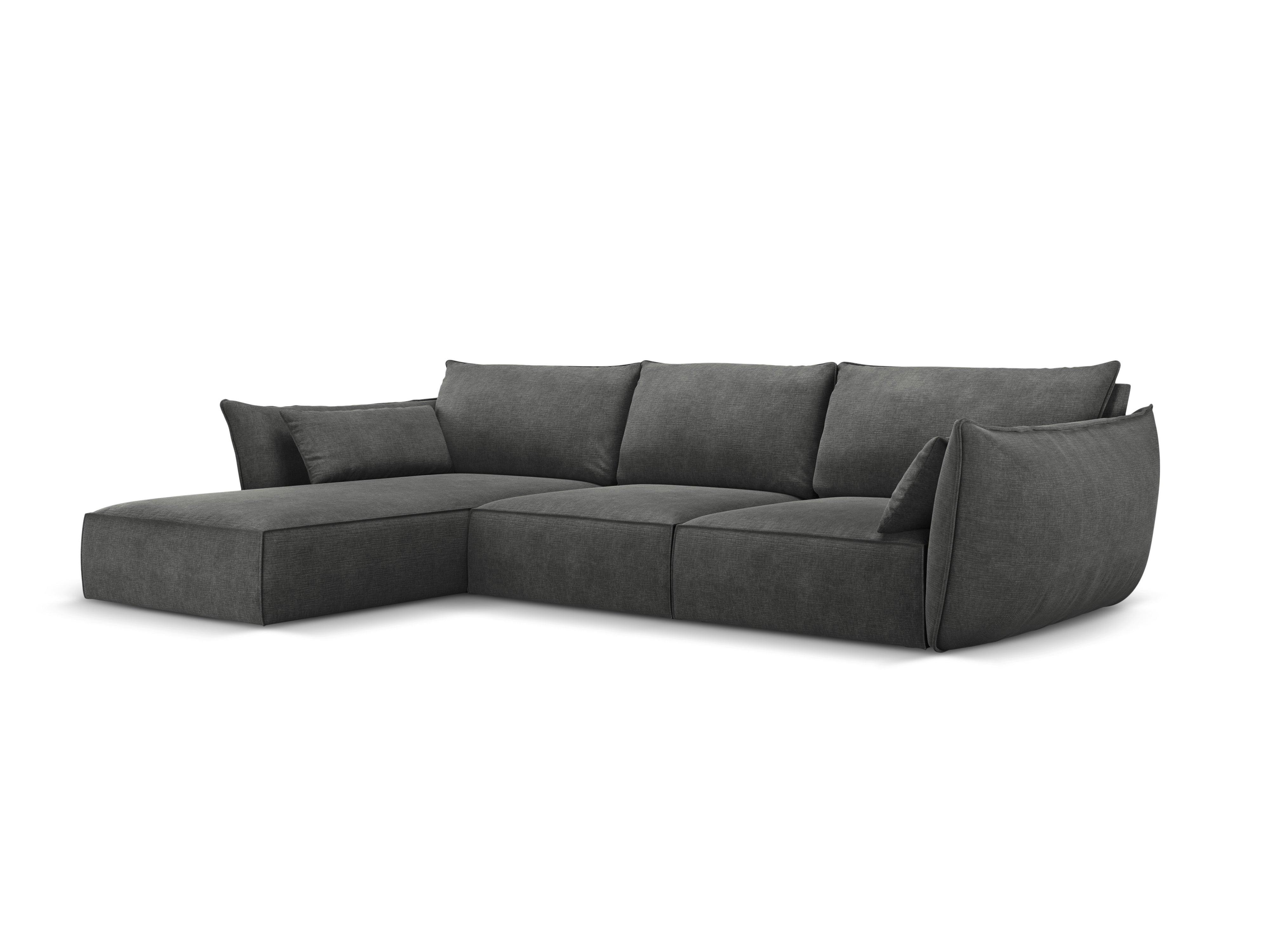 Narożnik w tkaninie szenilowej lewostronny 4-osobowy VANDA ciemnoszary Mazzini Sofas Eye on Design