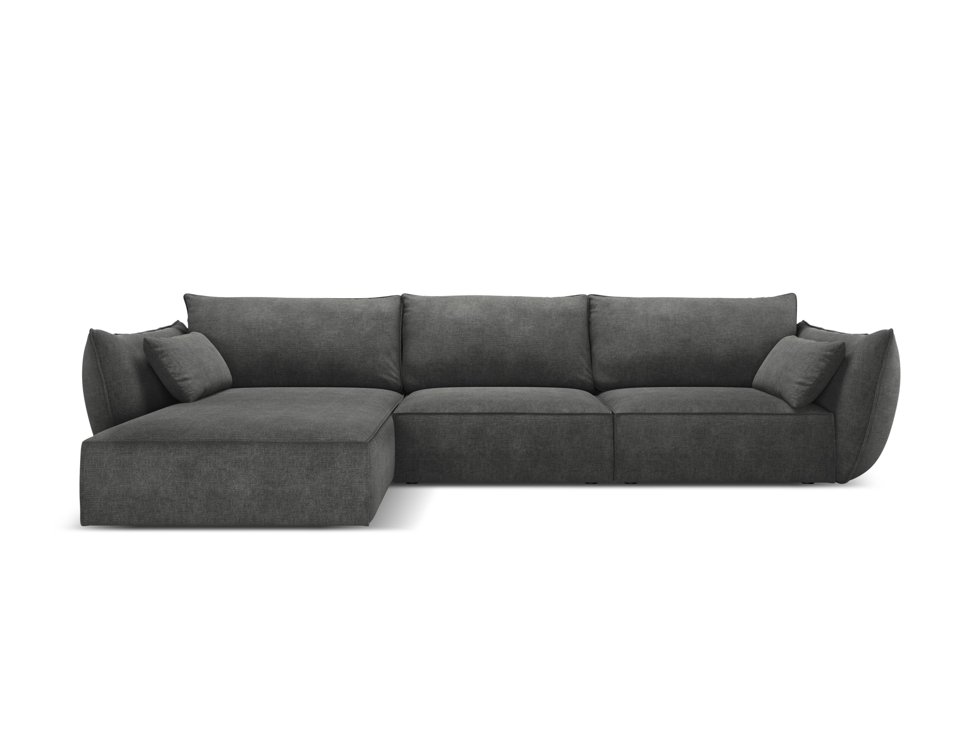 Narożnik w tkaninie szenilowej lewostronny 4-osobowy VANDA ciemnoszary Mazzini Sofas Eye on Design