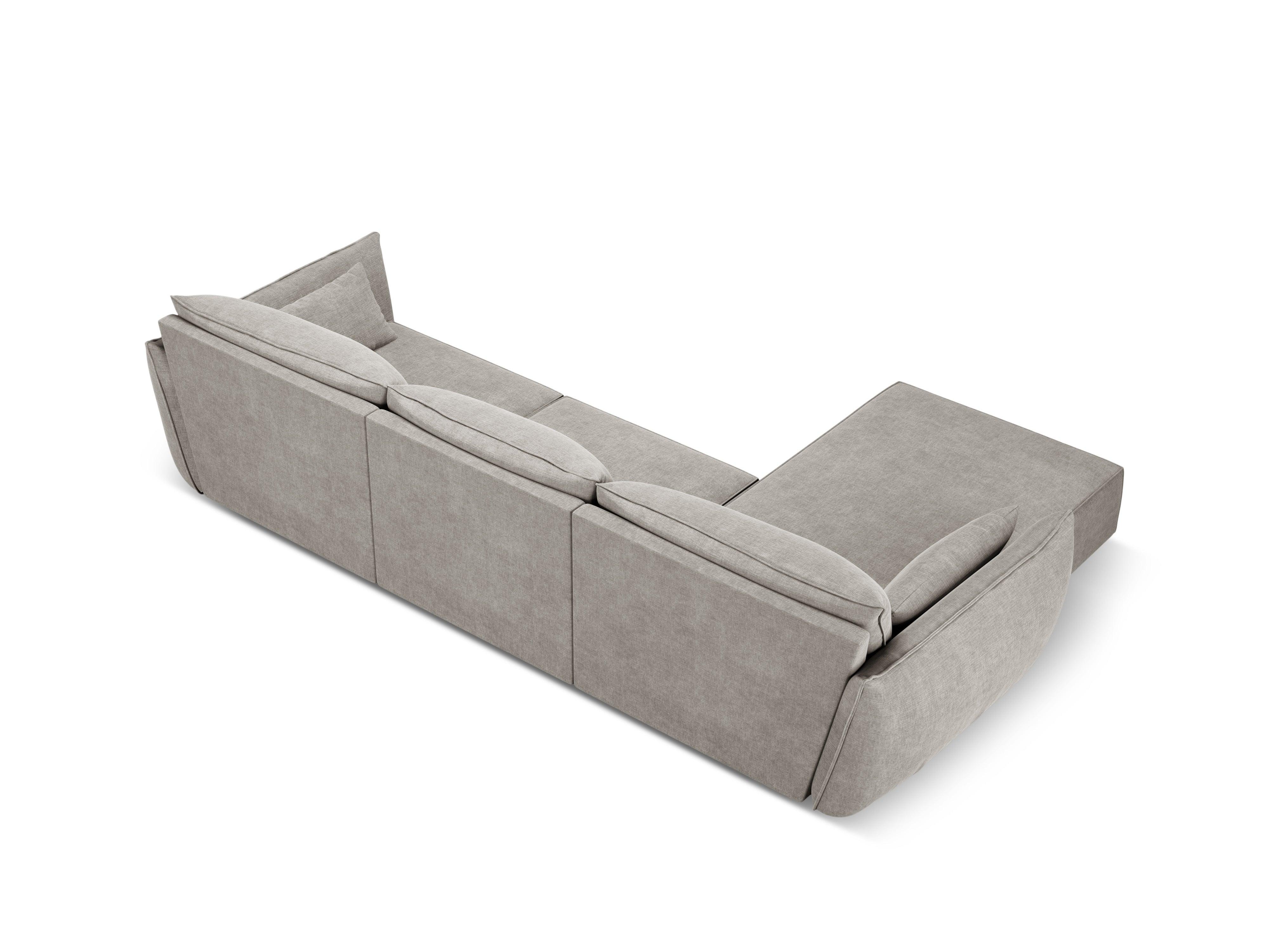 Narożnik w tkaninie szenilowej lewostronny 4-osobowy VANDA jasnoszary Mazzini Sofas Eye on Design