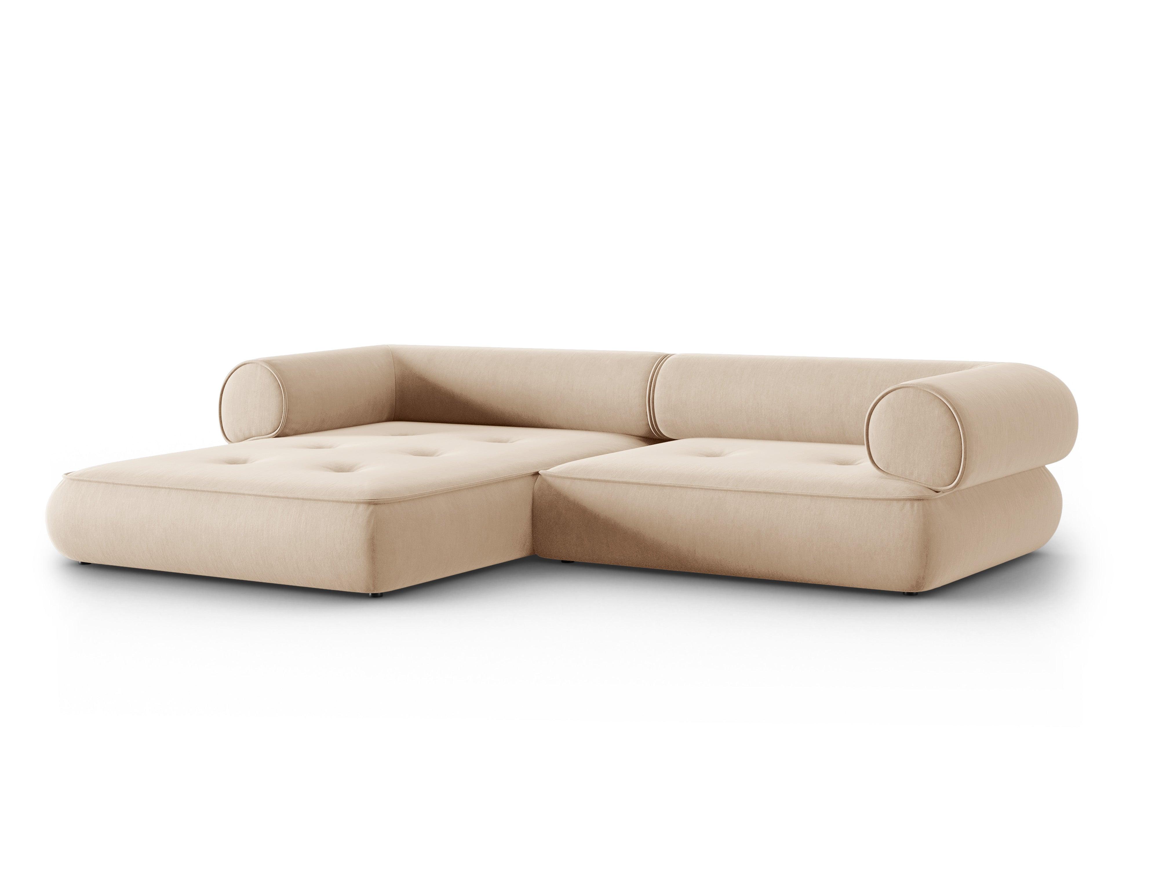 Narożnik w tkaninie szenilowej lewostronny LILY beżowy Maison Heritage Eye on Design