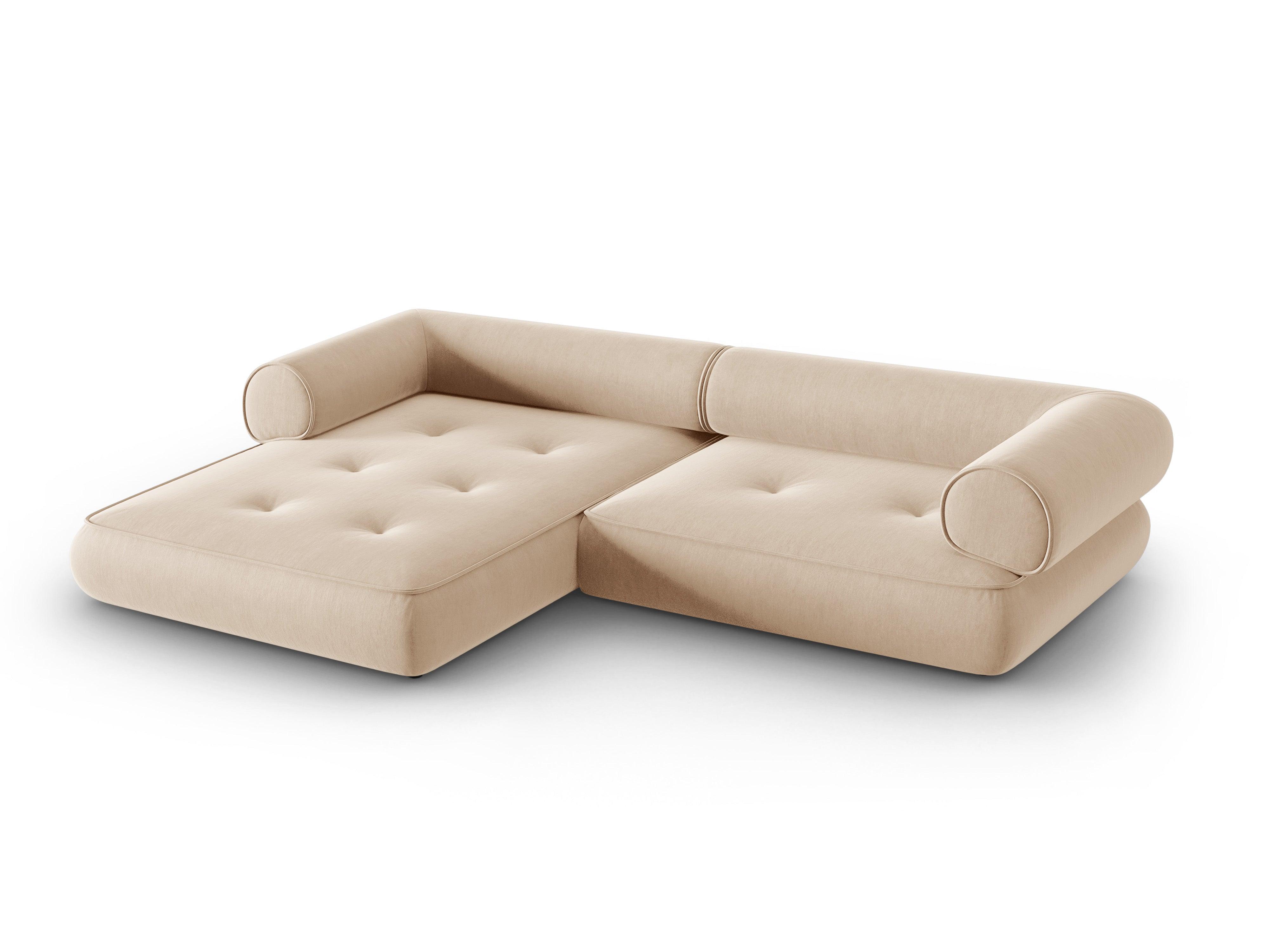 Narożnik w tkaninie szenilowej lewostronny LILY beżowy Maison Heritage Eye on Design