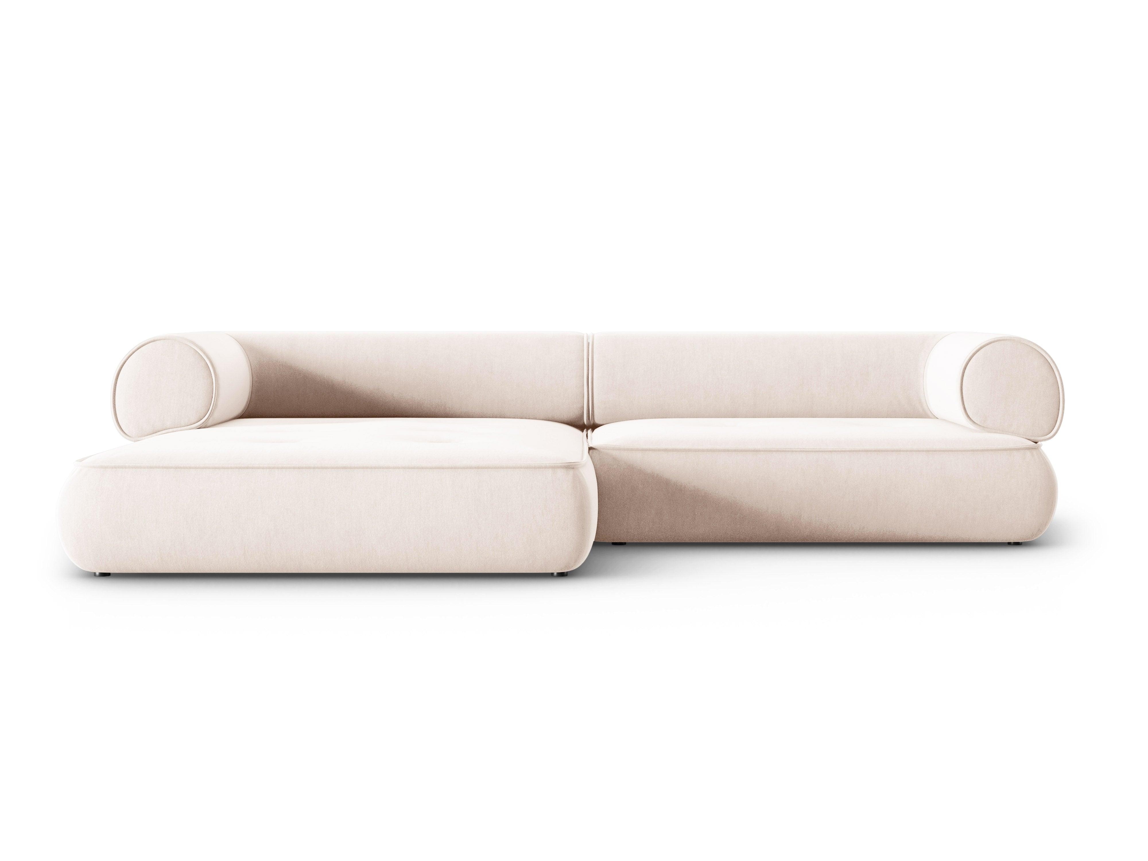 Narożnik w tkaninie szenilowej lewostronny LILY jasnobeżowy Maison Heritage Eye on Design