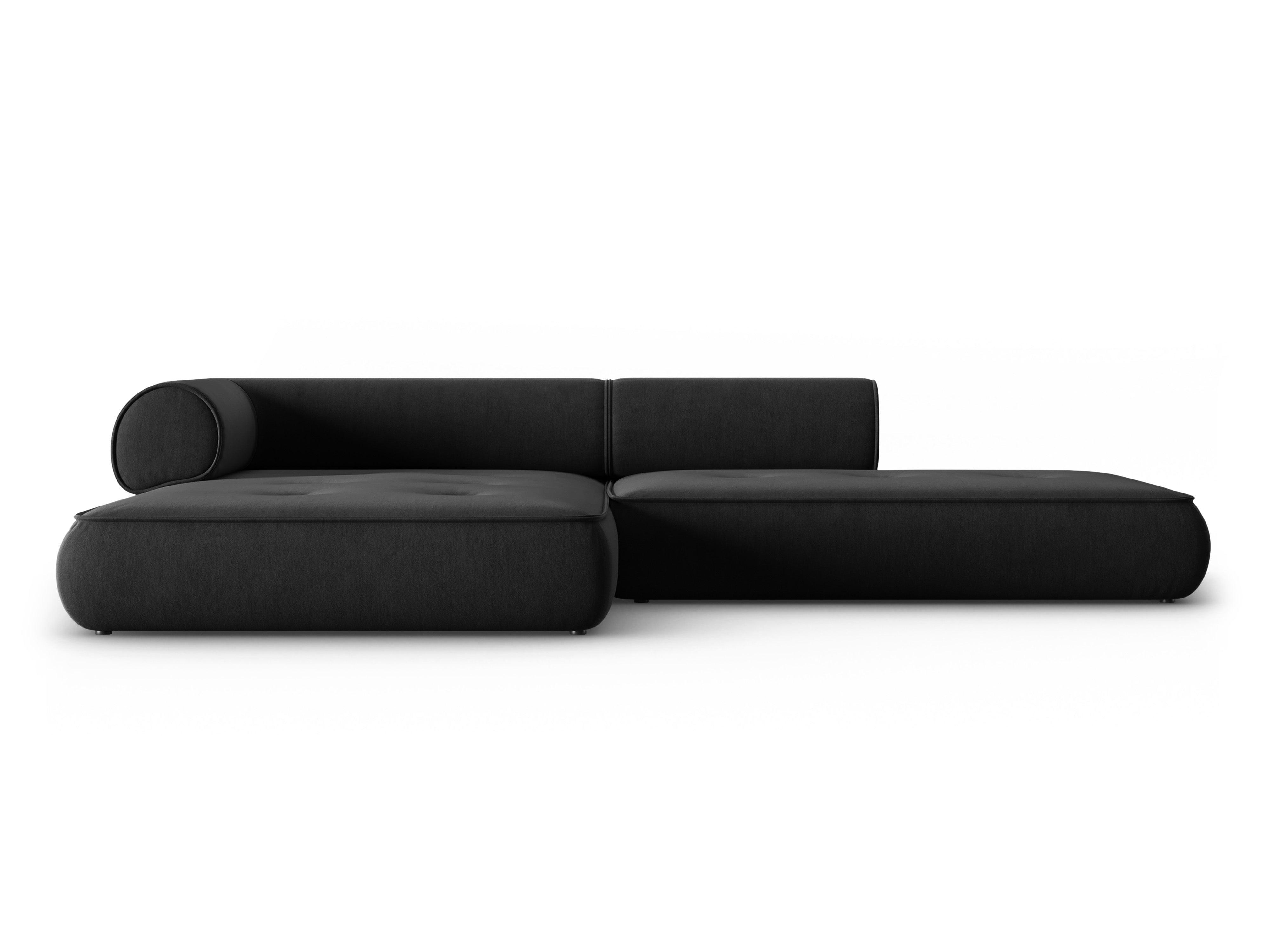 Narożnik w tkaninie szenilowej lewostronny otwarty LILY antracytowy Maison Heritage Eye on Design