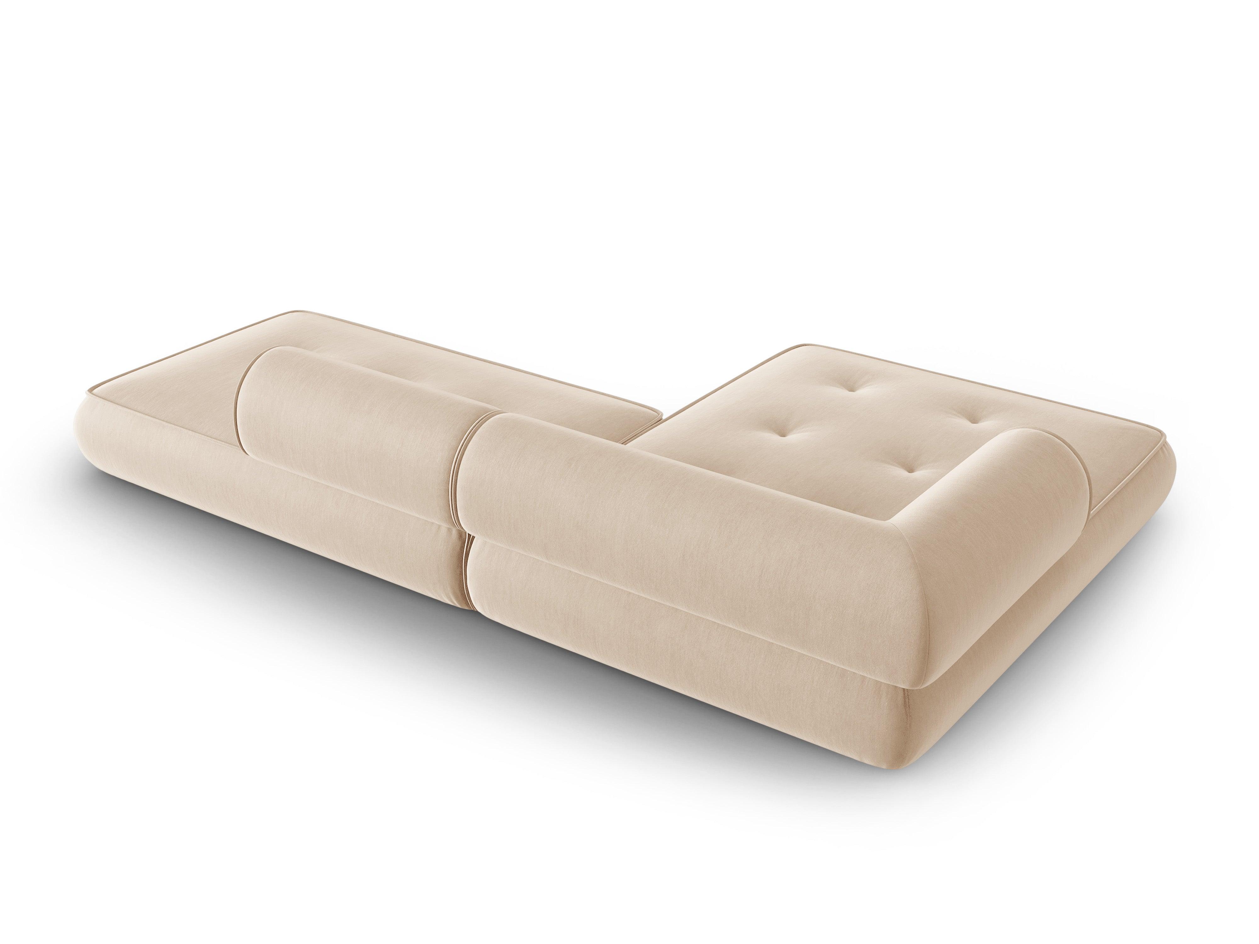 Narożnik w tkaninie szenilowej lewostronny otwarty LILY beżowy Maison Heritage Eye on Design