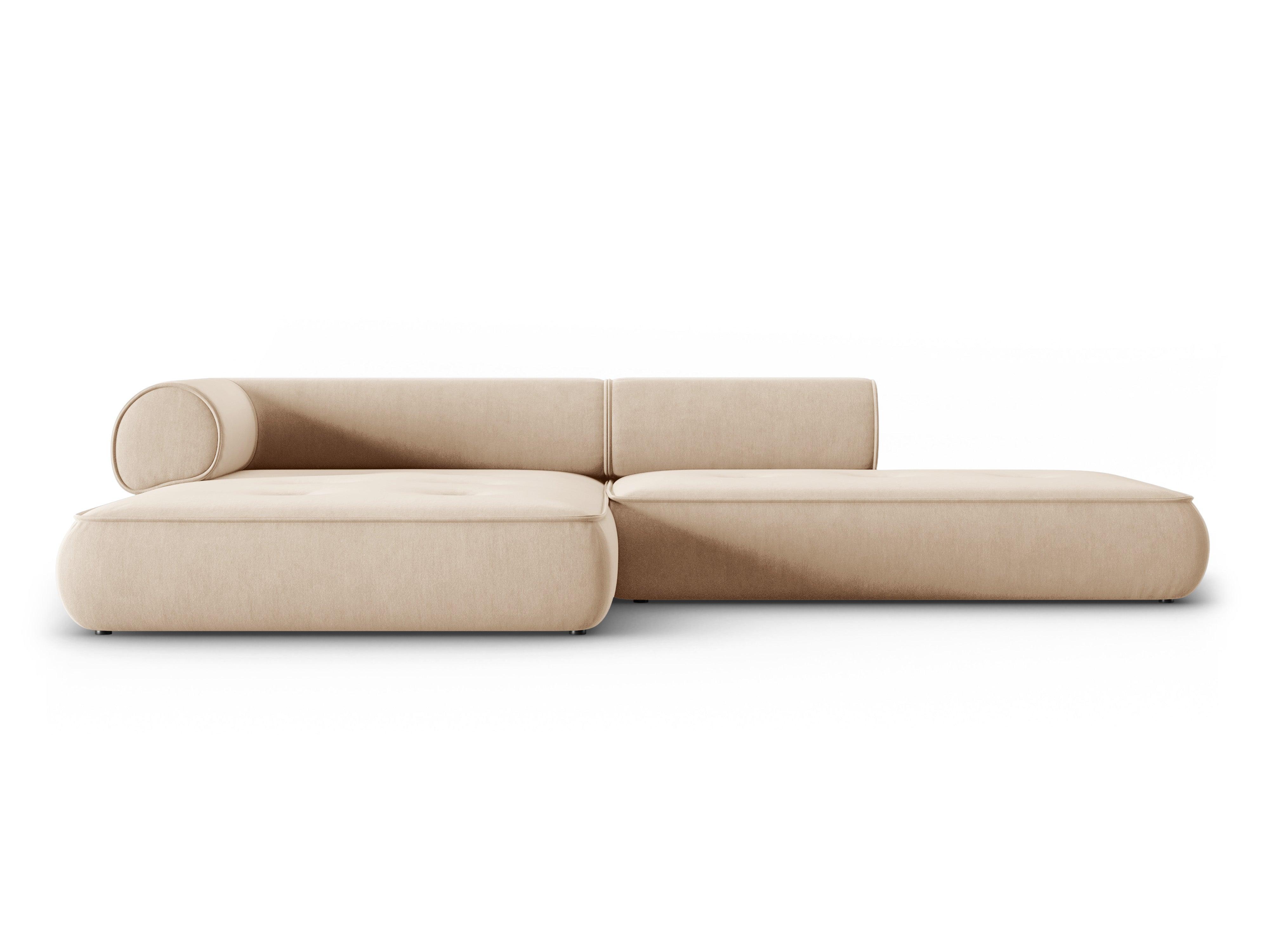 Narożnik w tkaninie szenilowej lewostronny otwarty LILY beżowy Maison Heritage Eye on Design