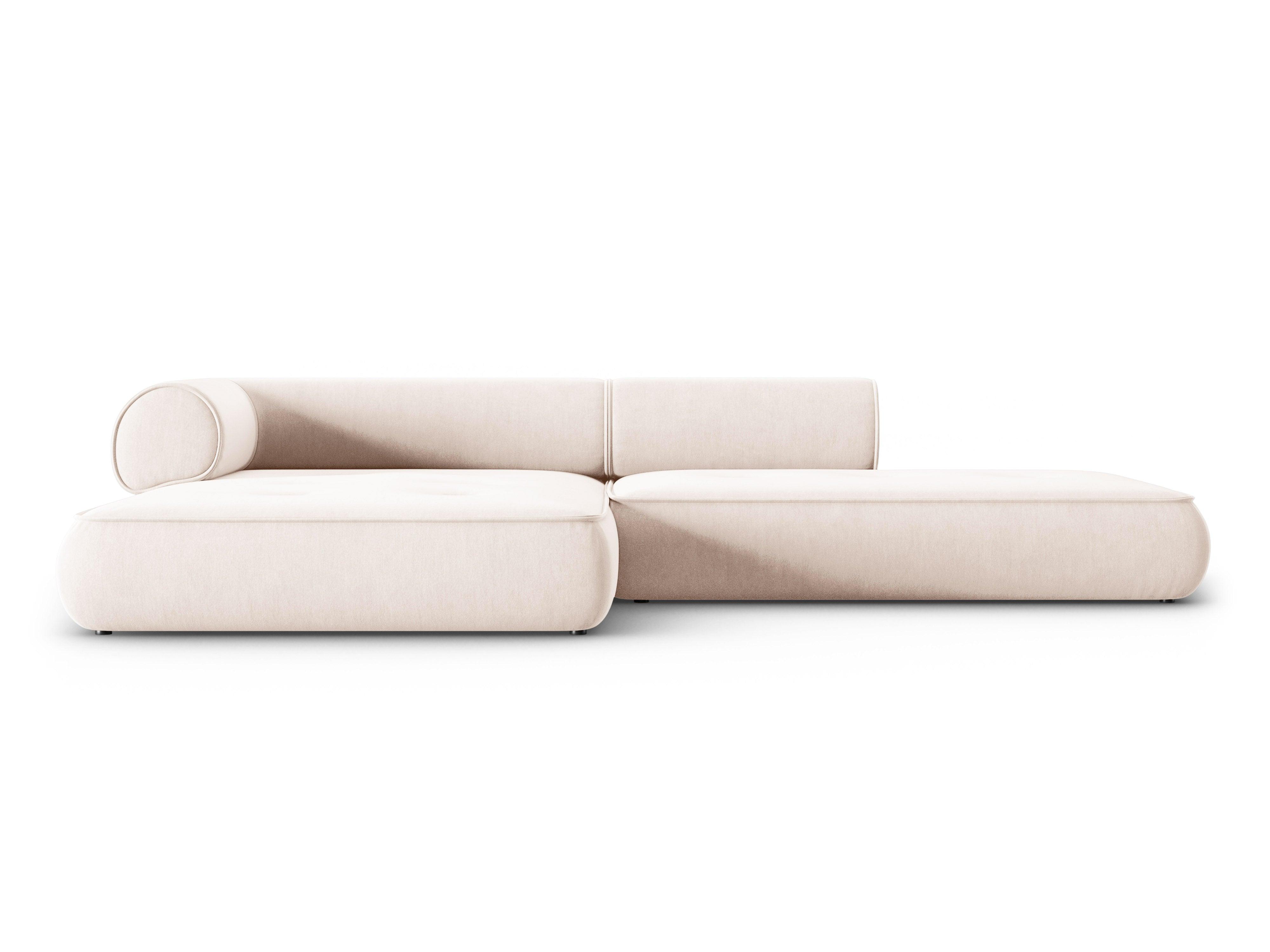 Narożnik w tkaninie szenilowej lewostronny otwarty LILY jasnobeżowy Maison Heritage Eye on Design