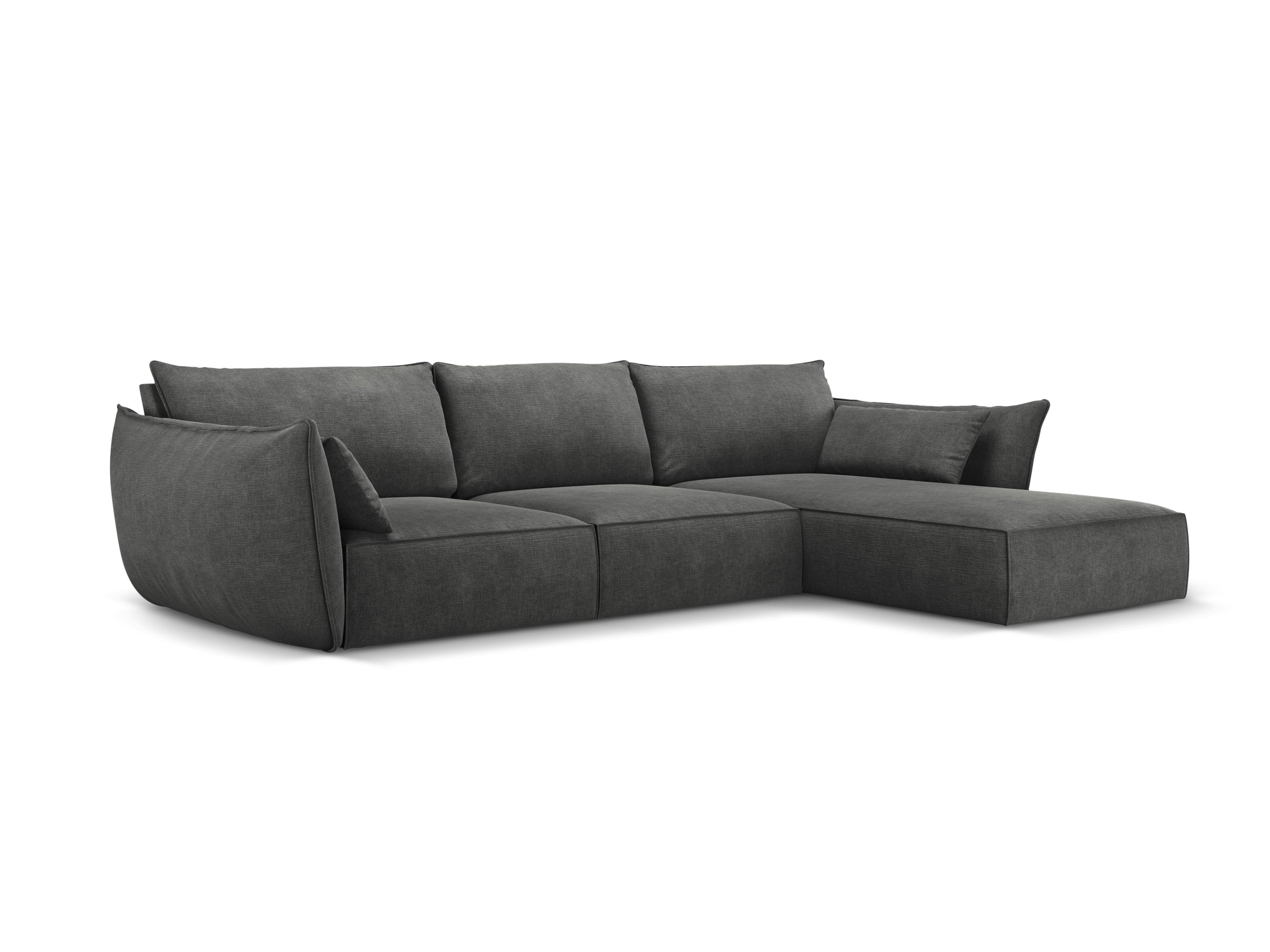 Narożnik w tkaninie szenilowej prawostronny 4-osobowy VANDA ciemnoszary Mazzini Sofas Eye on Design