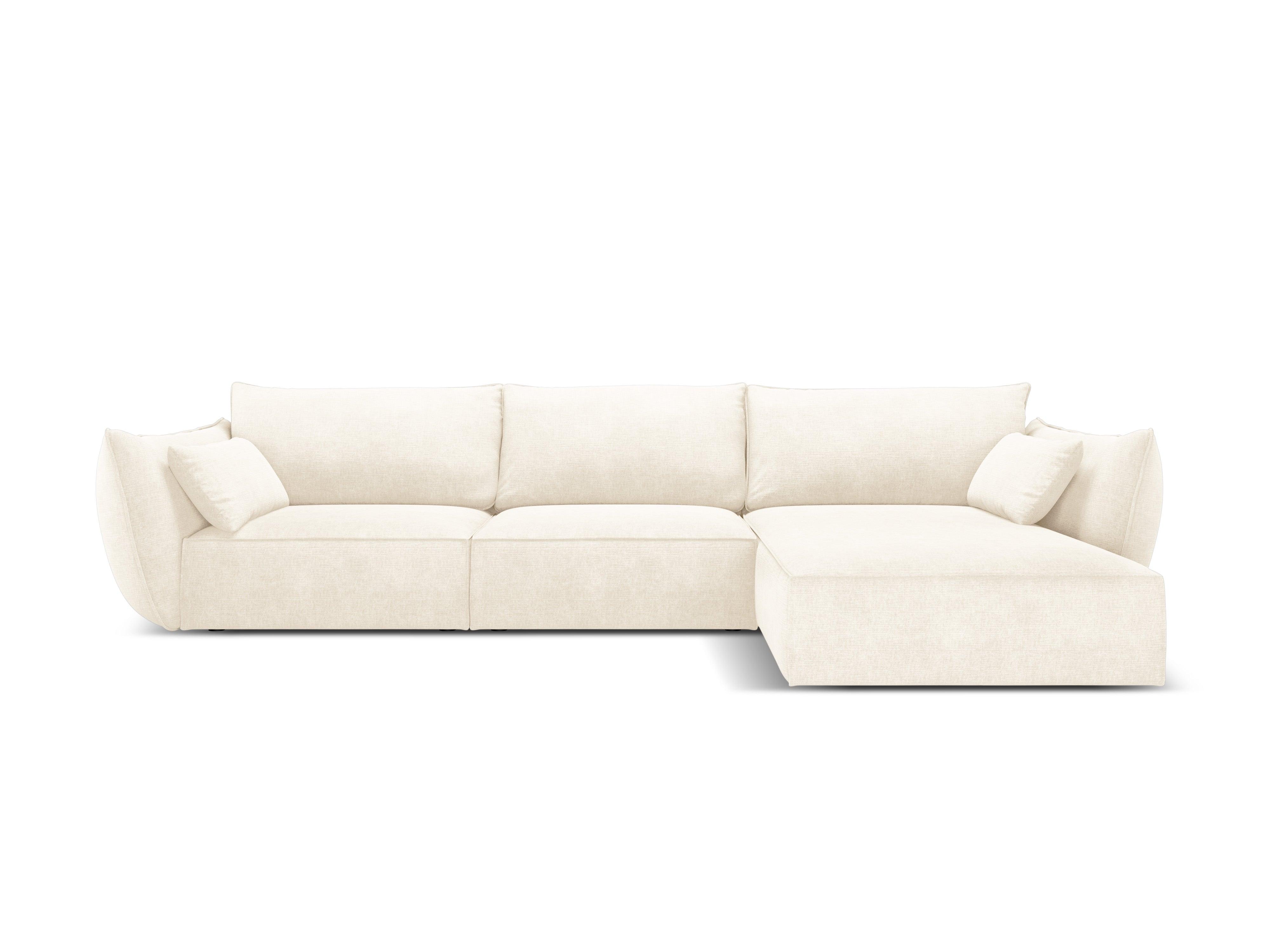 Narożnik w tkaninie szenilowej prawostronny 4-osobowy VANDA jasnobeżowy Mazzini Sofas Eye on Design