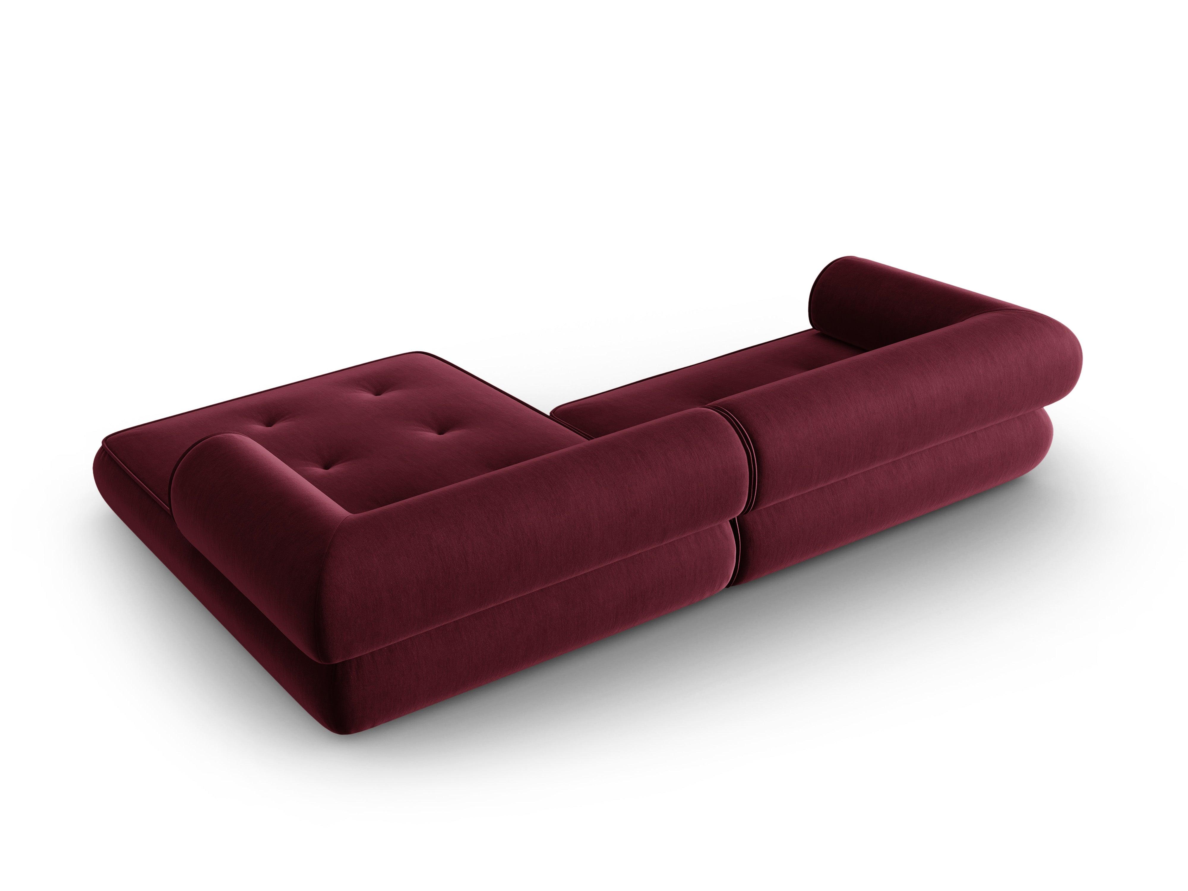 Narożnik w tkaninie szenilowej prawostronny LILY burgundowy Maison Heritage Eye on Design