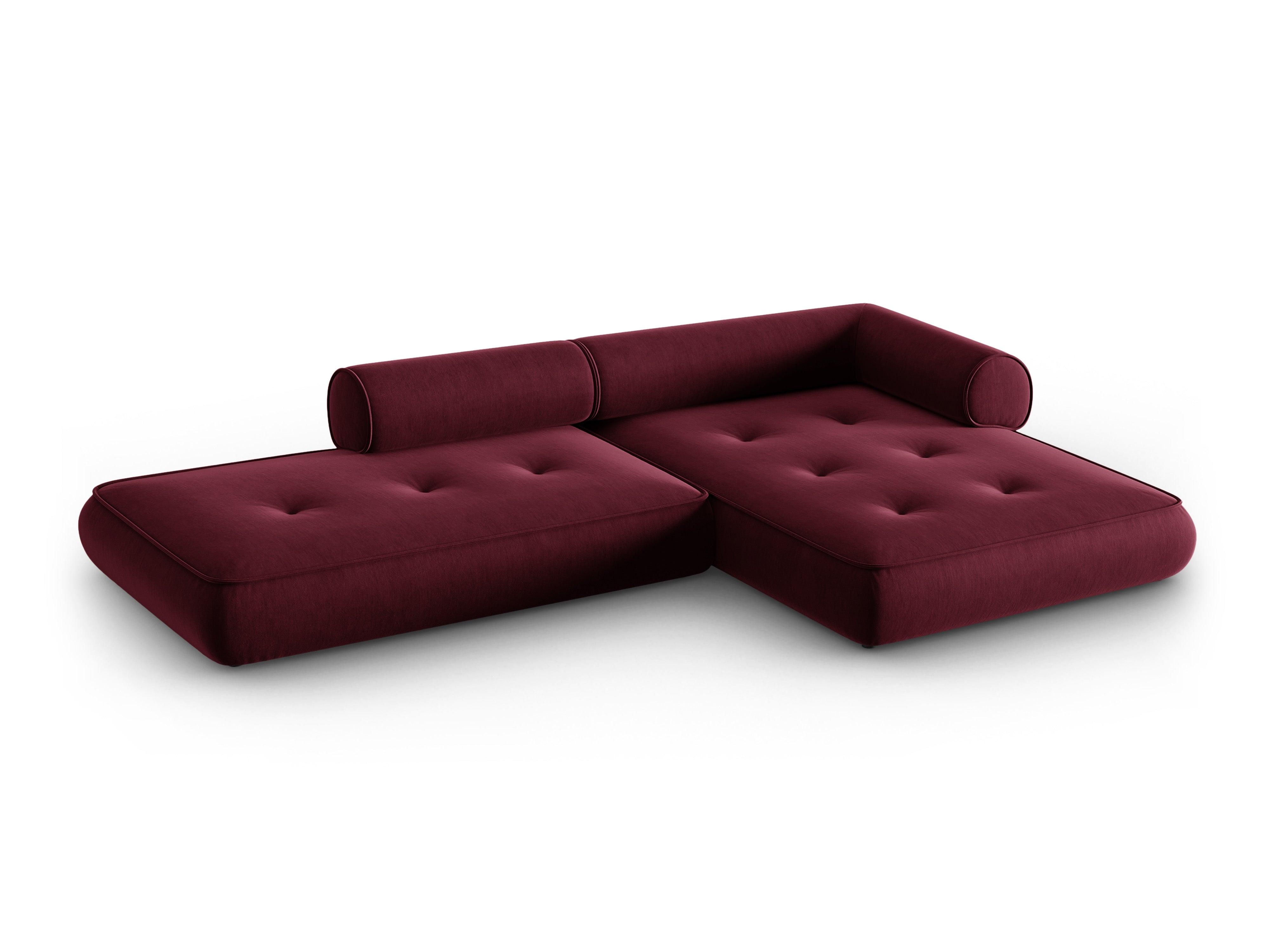 Narożnik w tkaninie szenilowej prawostronny otwarty LILY burgundowy Maison Heritage Eye on Design