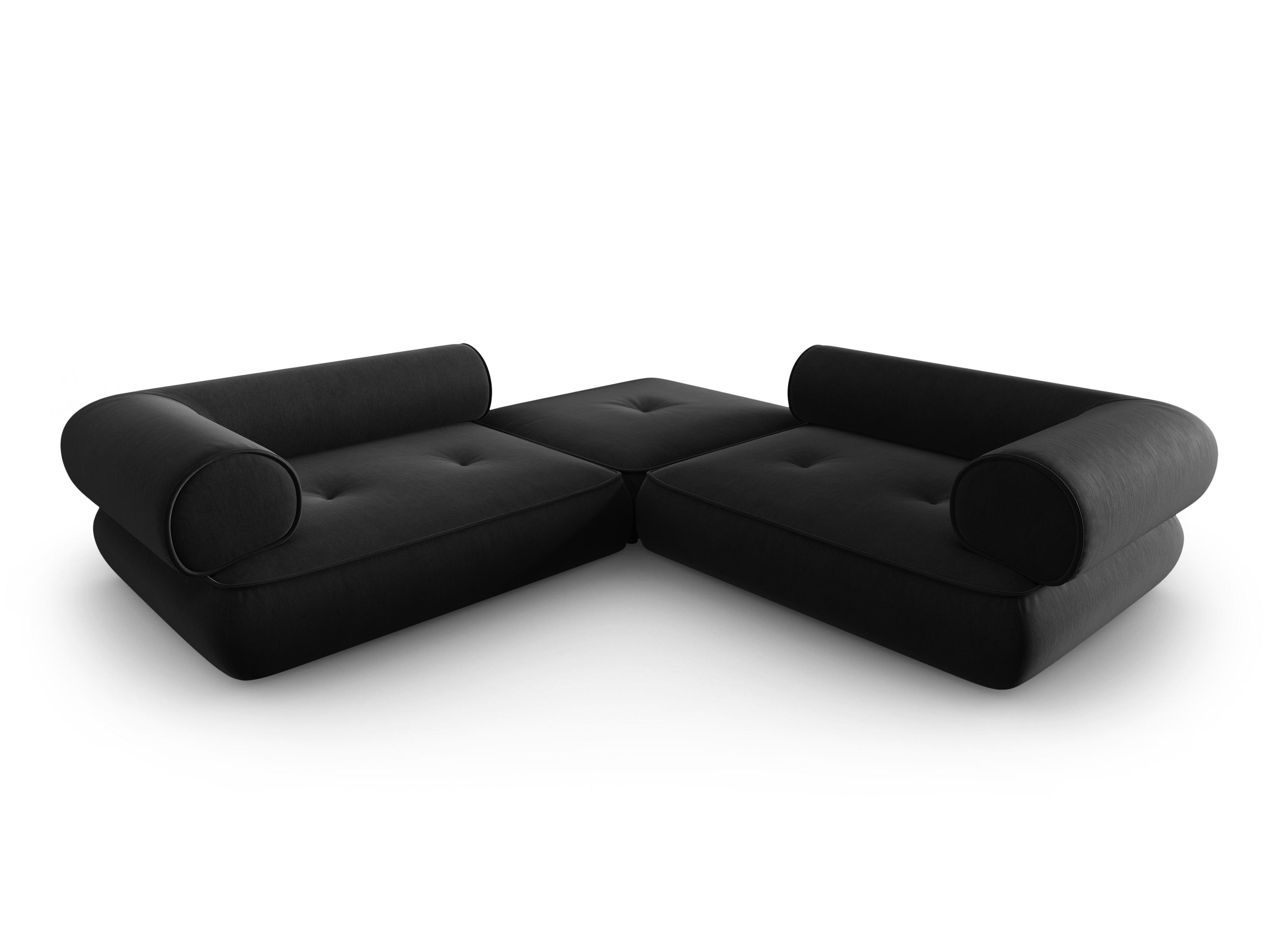 Narożnik w tkaninie szenilowej symetryczny otwarty LILY antracytowy Maison Heritage Eye on Design