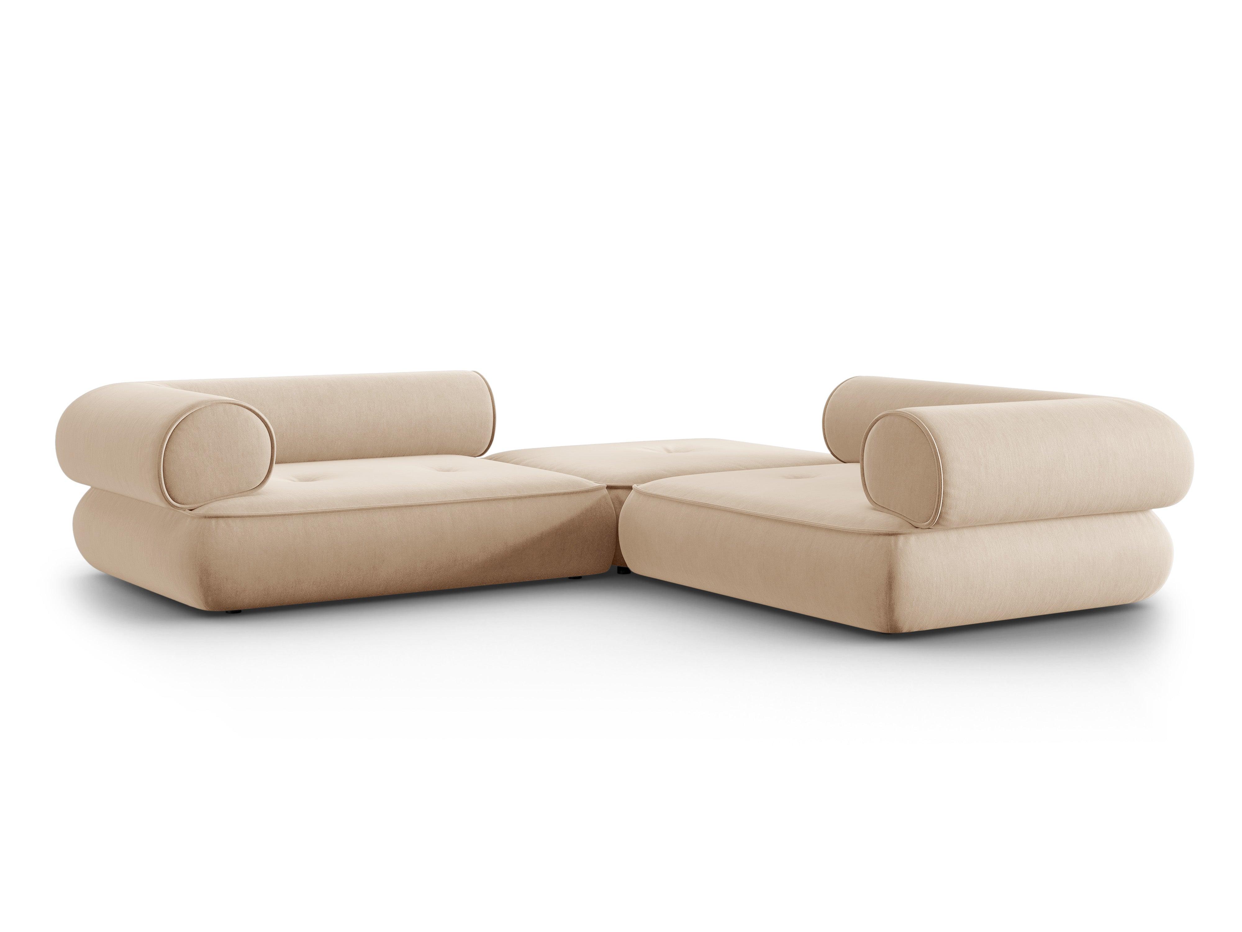 Narożnik w tkaninie szenilowej symetryczny otwarty LILY beżowy Maison Heritage Eye on Design