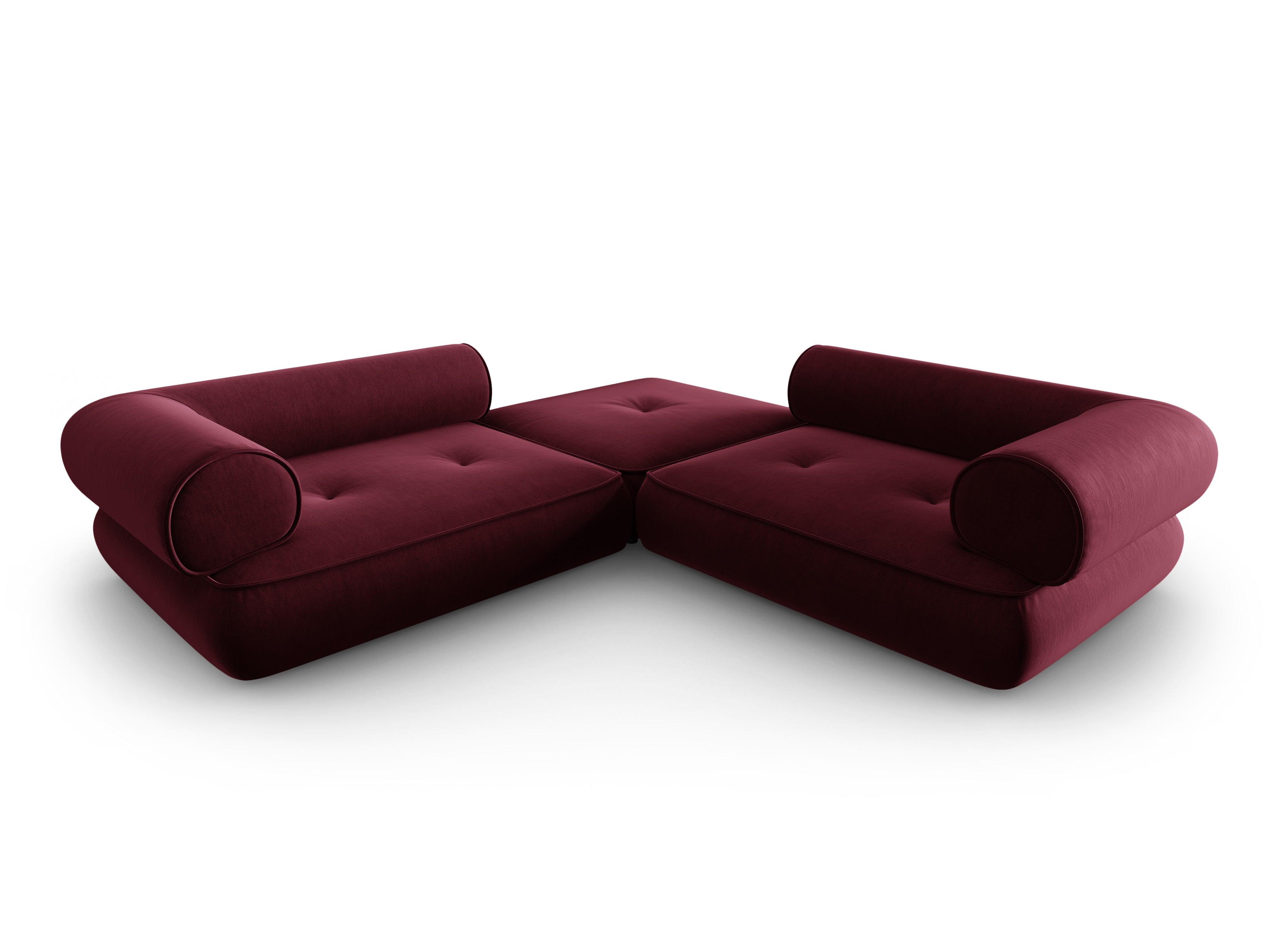 Narożnik w tkaninie szenilowej symetryczny otwarty LILY burgundowy Maison Heritage Eye on Design