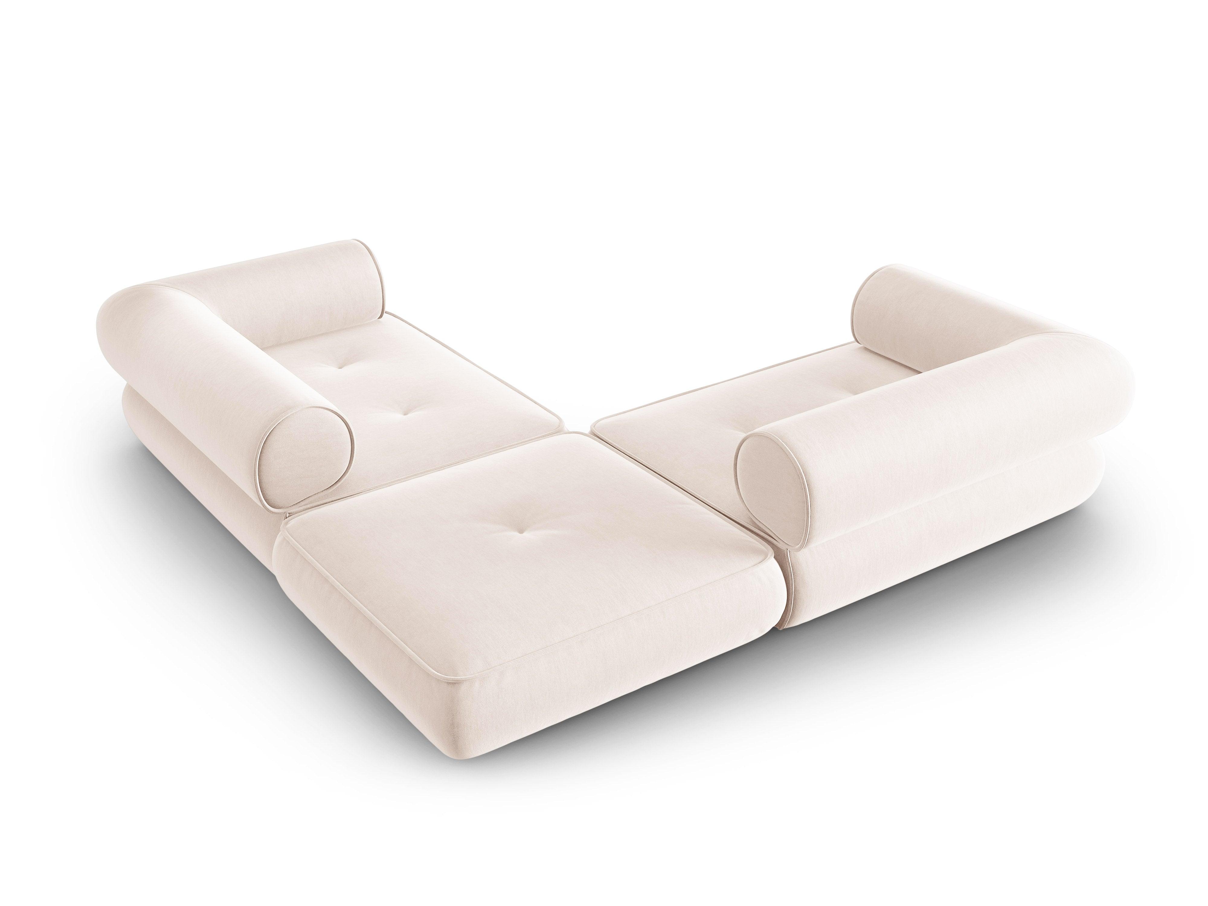 Narożnik w tkaninie szenilowej symetryczny otwarty LILY jasnobeżowy Maison Heritage Eye on Design