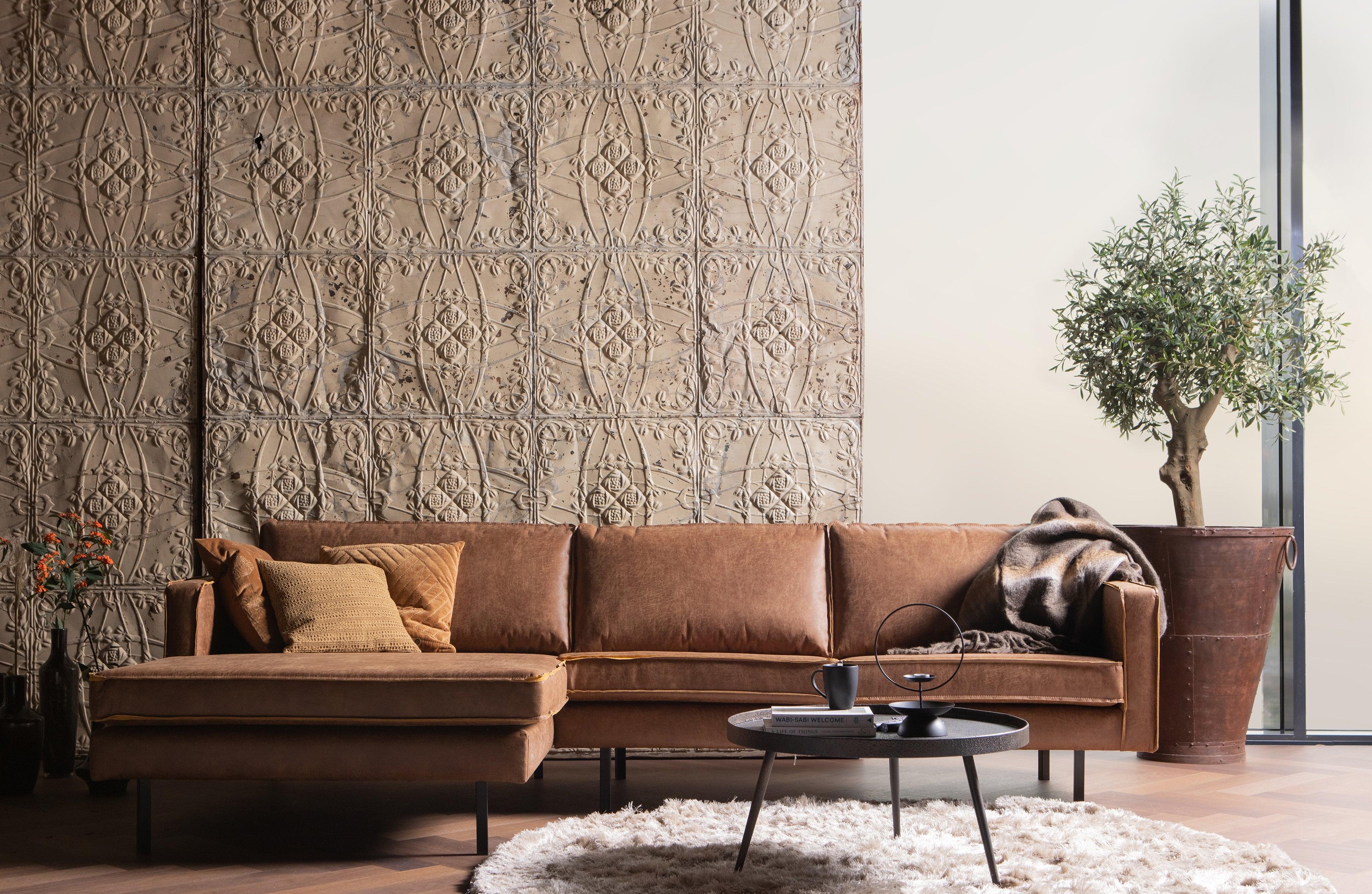 Pravostranný rohový gauč RODEO krémový bouclé