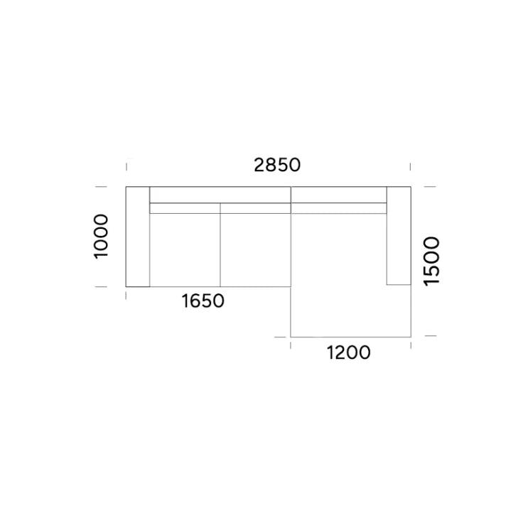 Narożnik z funkcją spania lewostronny TYBERIAS Rosanero 285x150x165 cm Grupa 0 Eye on Design