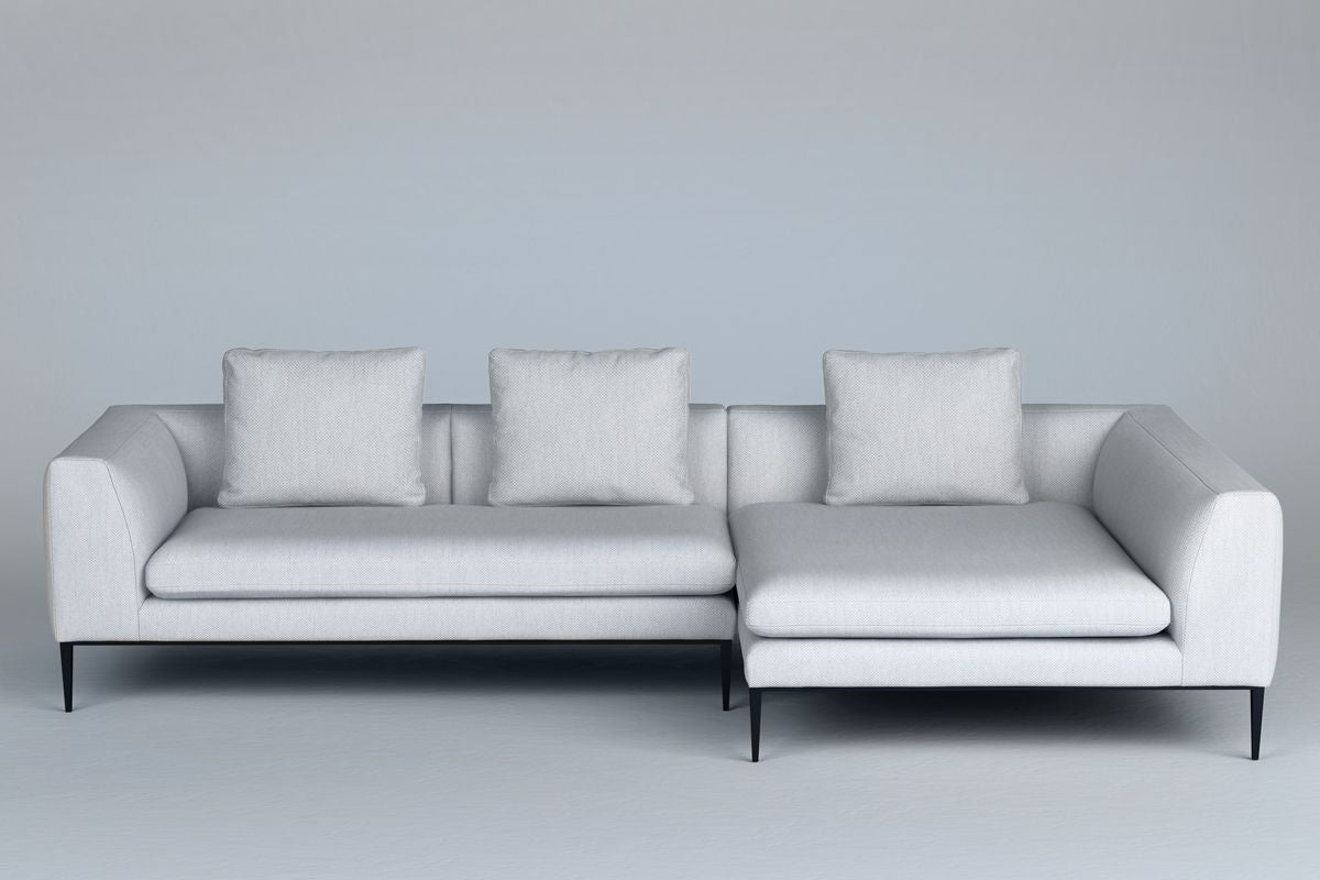 3-Seater Right-Hand Corner Sofa NASH Upholstered with Black Base