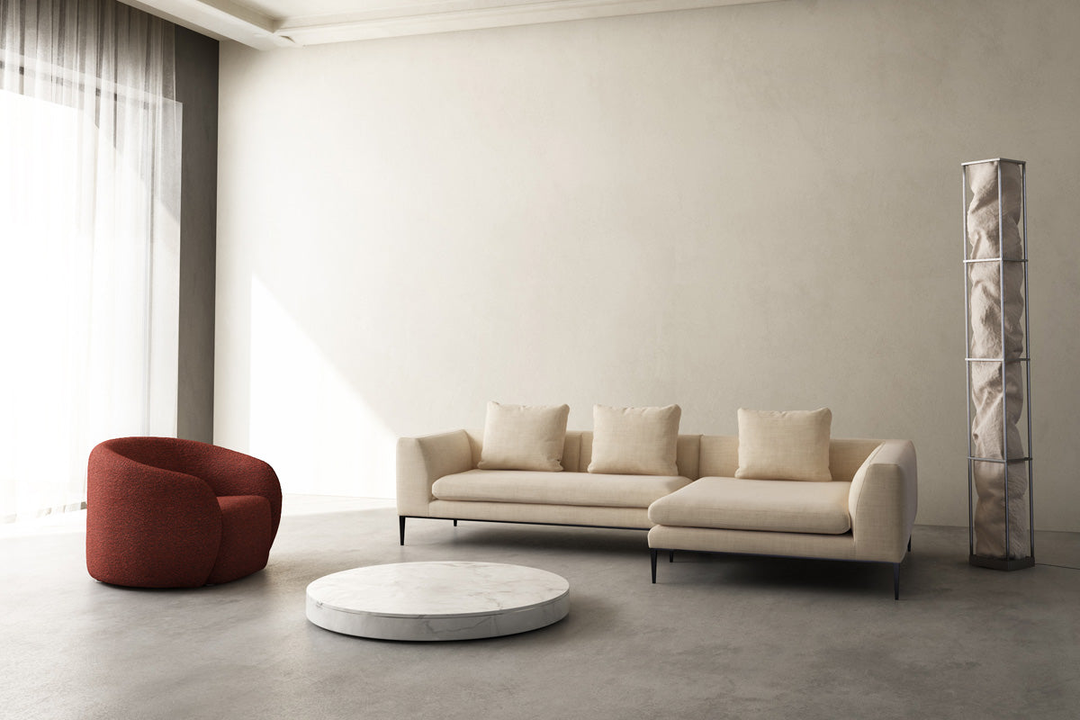 3-Seater Right-Hand Corner Sofa NASH Upholstered with Black Base