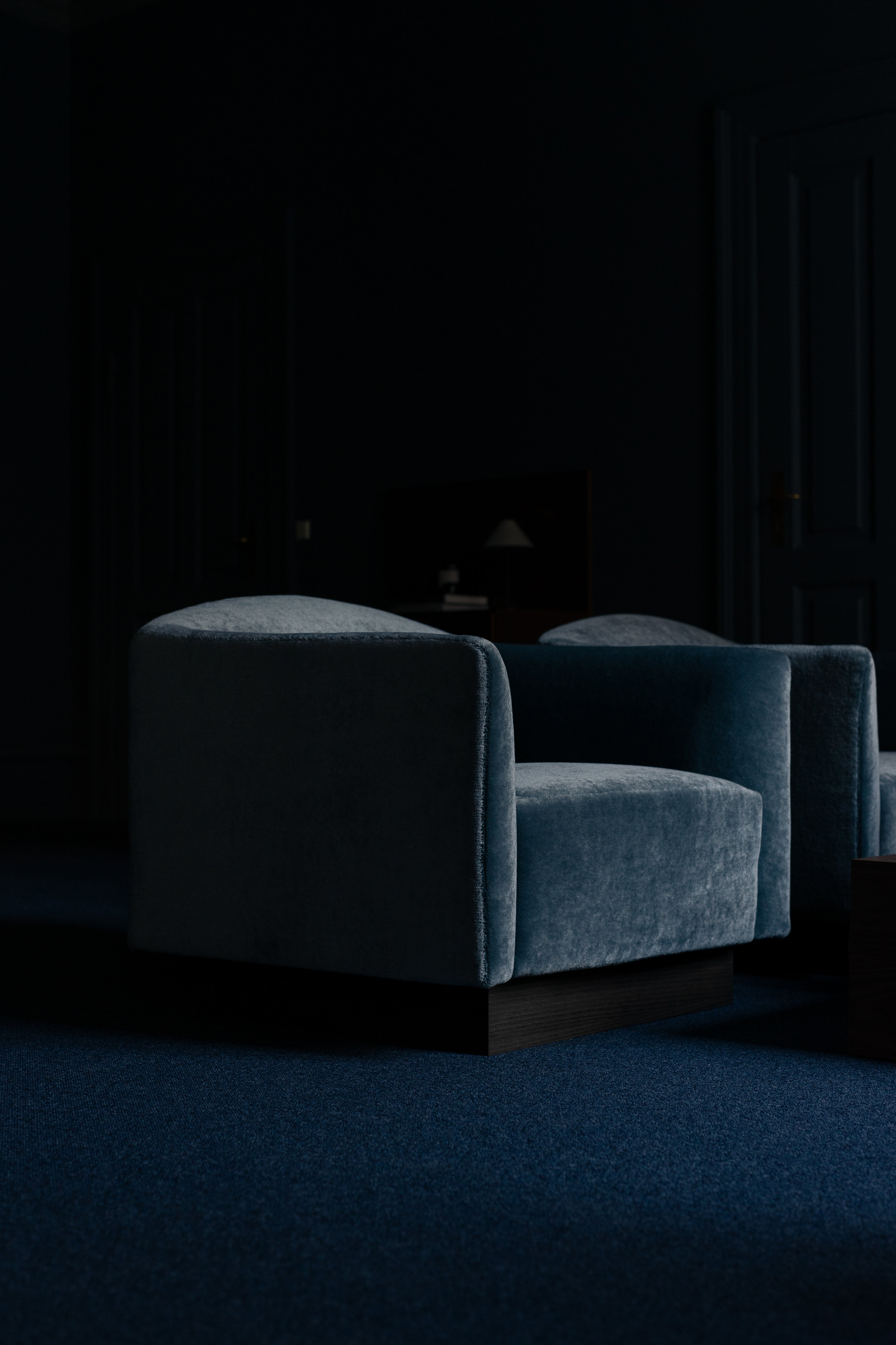 Shore plinth armchair upholstered