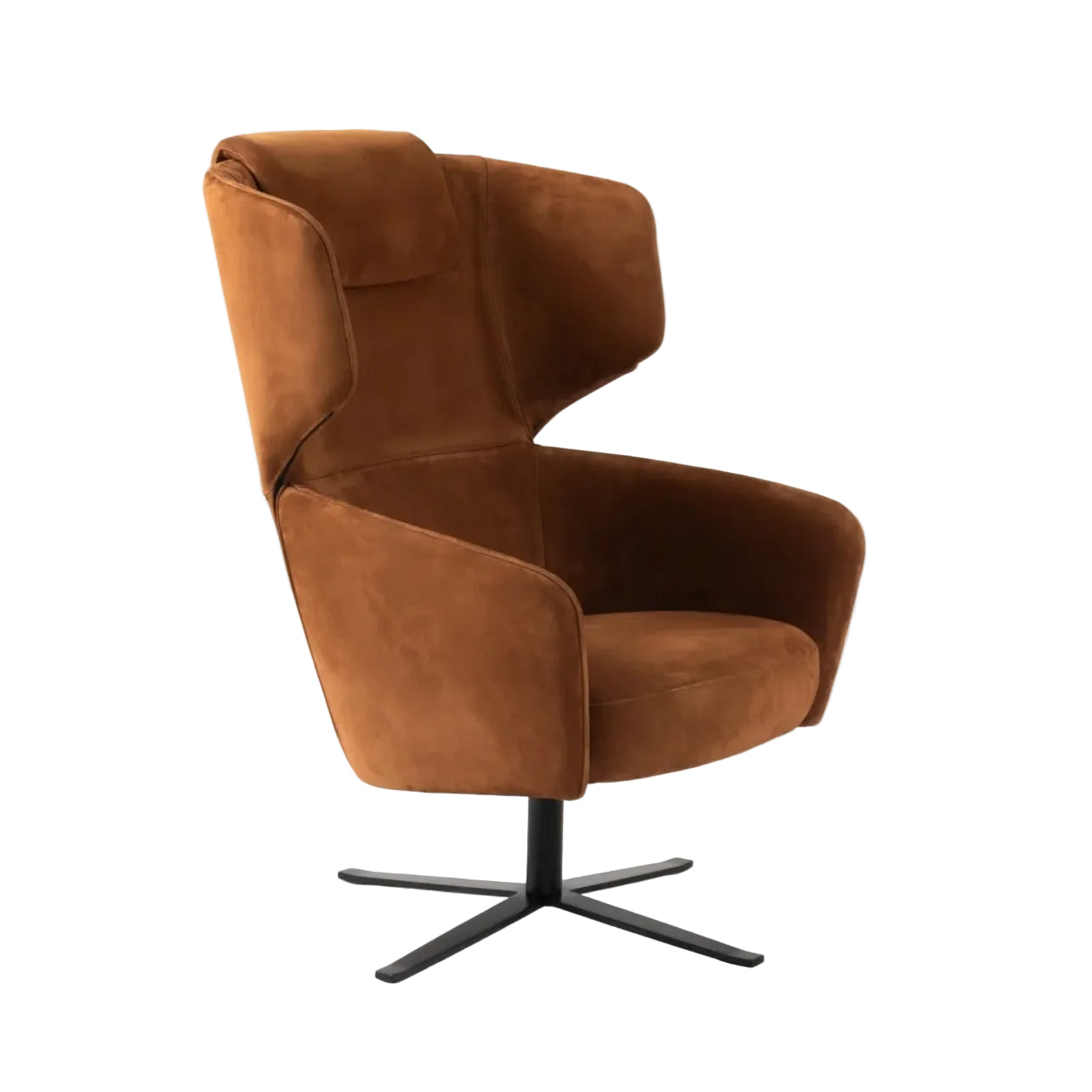 SLOT upholstered swivel armchair with metal base
