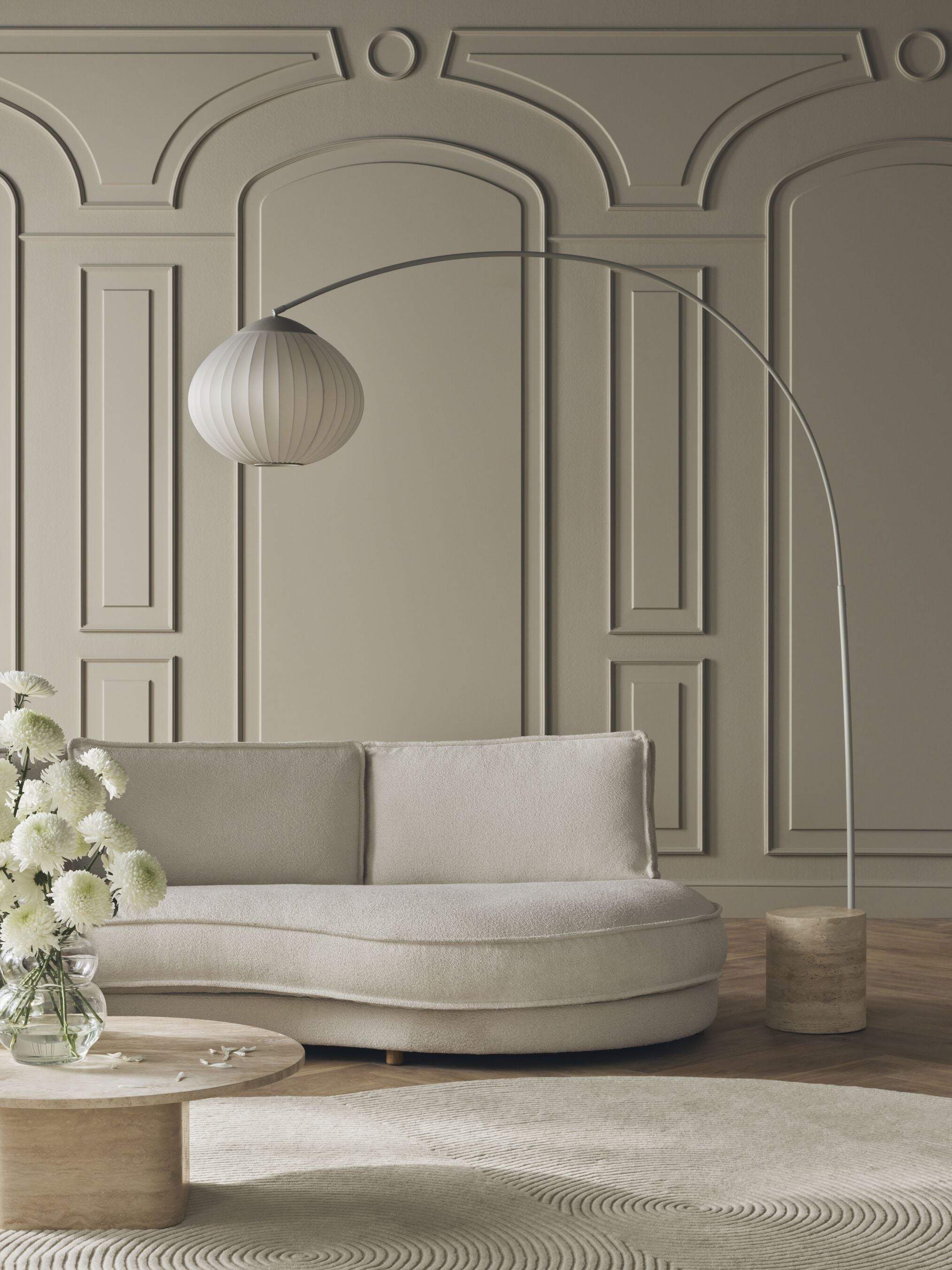 Modulová pohovka NOORA - zaoblený ľavý modul s čiernym podstavcom