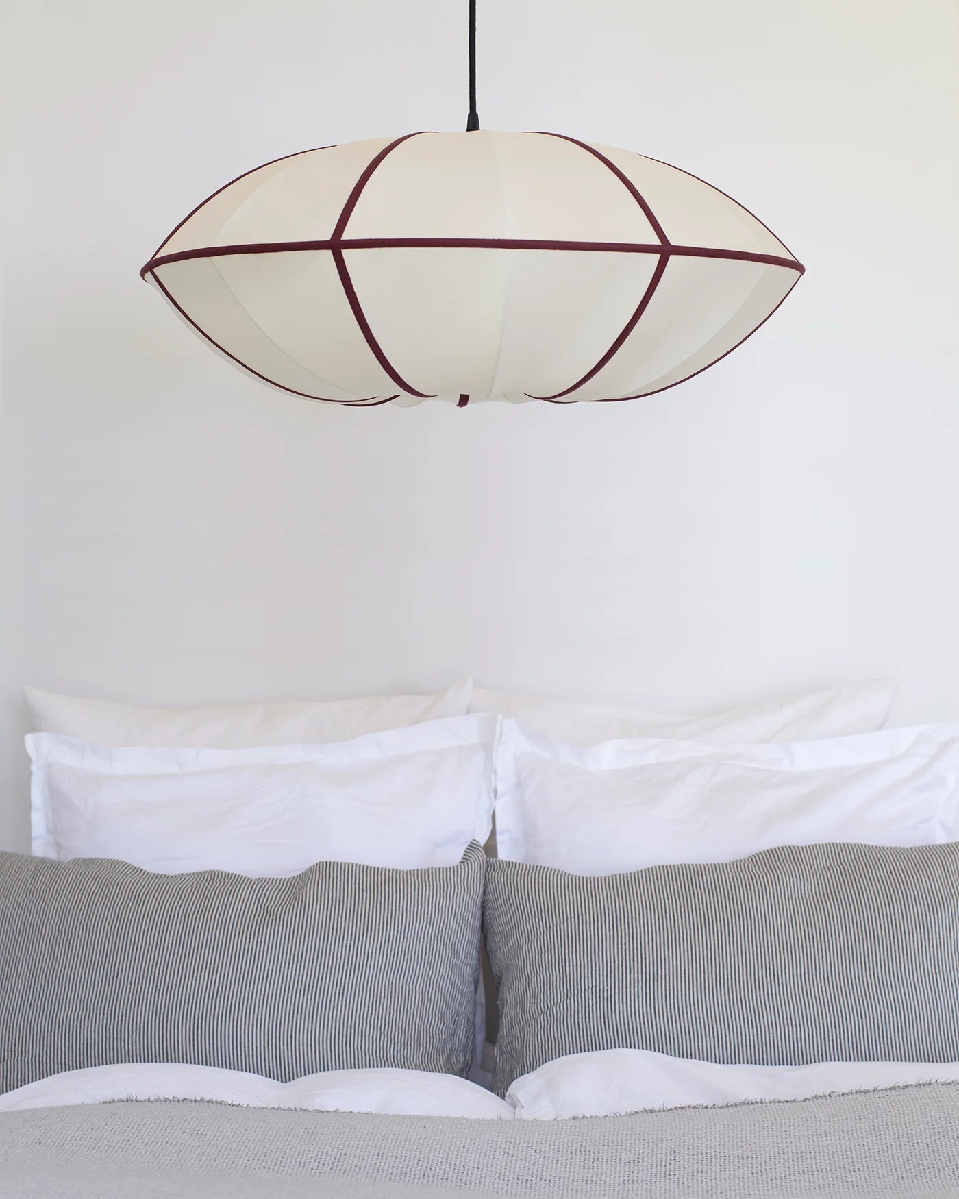 UFO lampshade broken white with burgundy