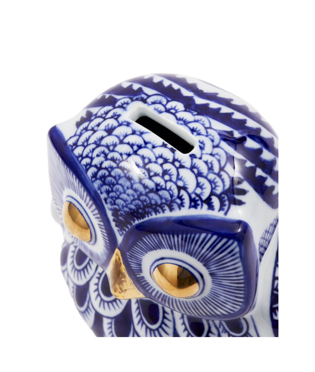 Dark Blue Porcelain Owl Piggy Bank