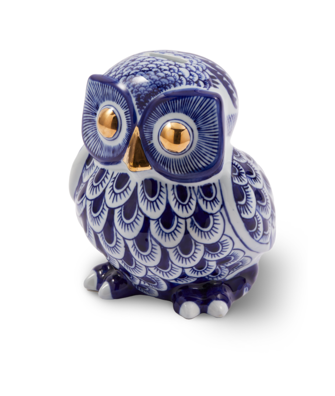 Dark Blue Porcelain Owl Piggy Bank