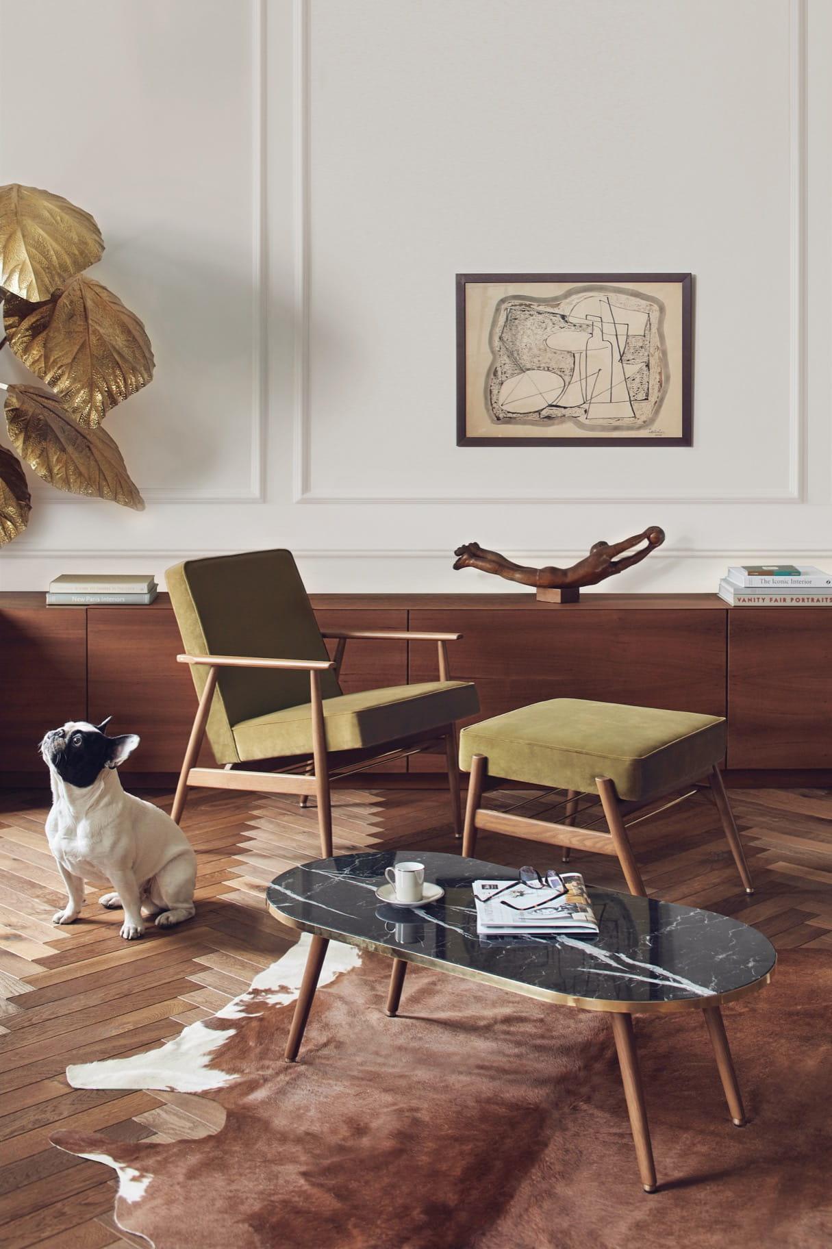 Podnóżek FOX beżowy w tkaninie Cord Creme 366 concept Eye on Design