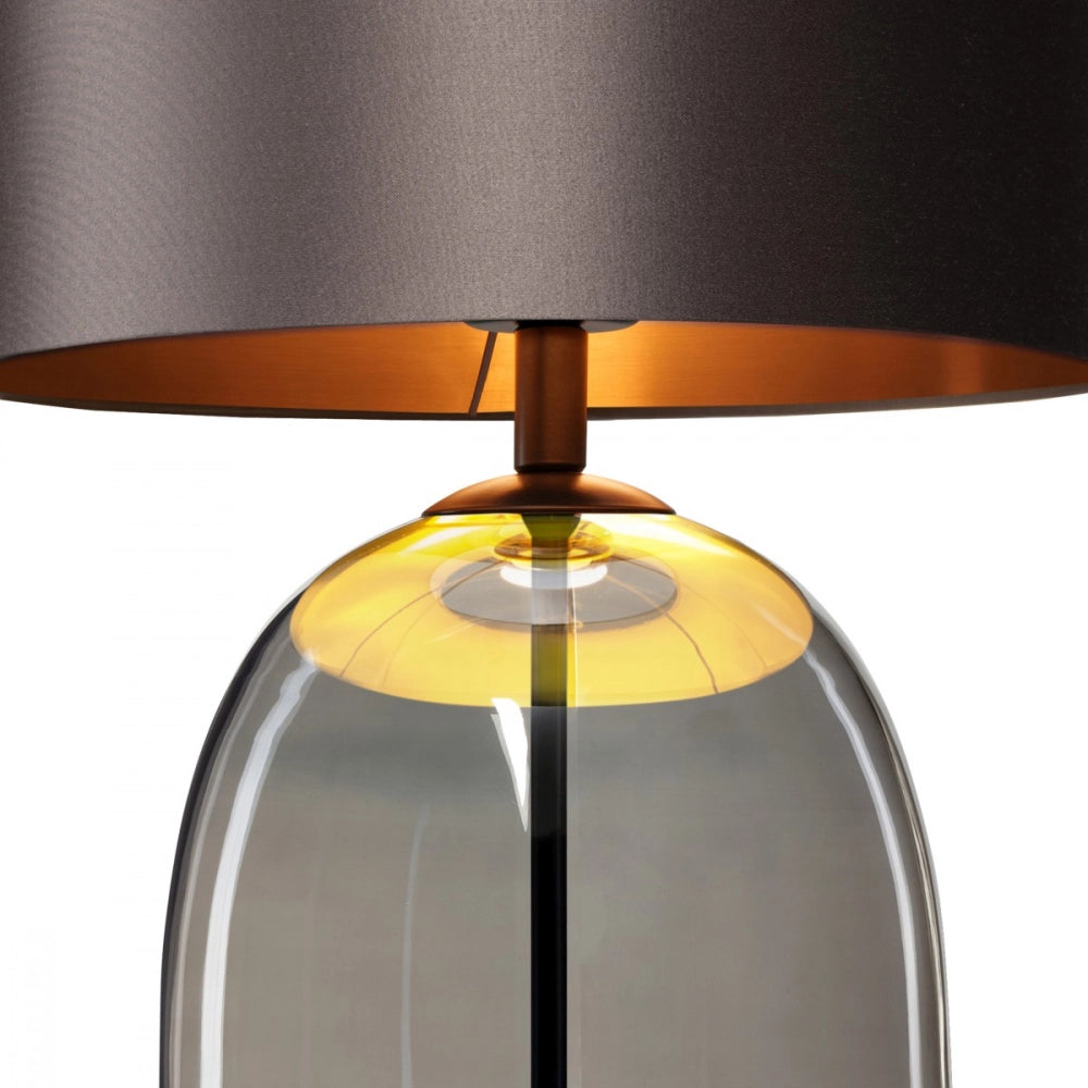 SALVADOR table lamp with smoked glass, graphite shade, and black finish