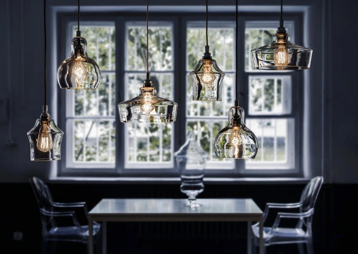 LONGIS I transparent pendant lamp with a chrome fixture