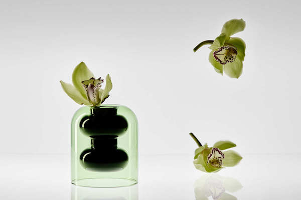 BUMP vase black-green glass