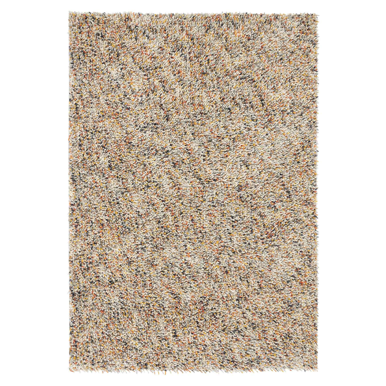 Orange-Cream Dots Carpet with Long Pile