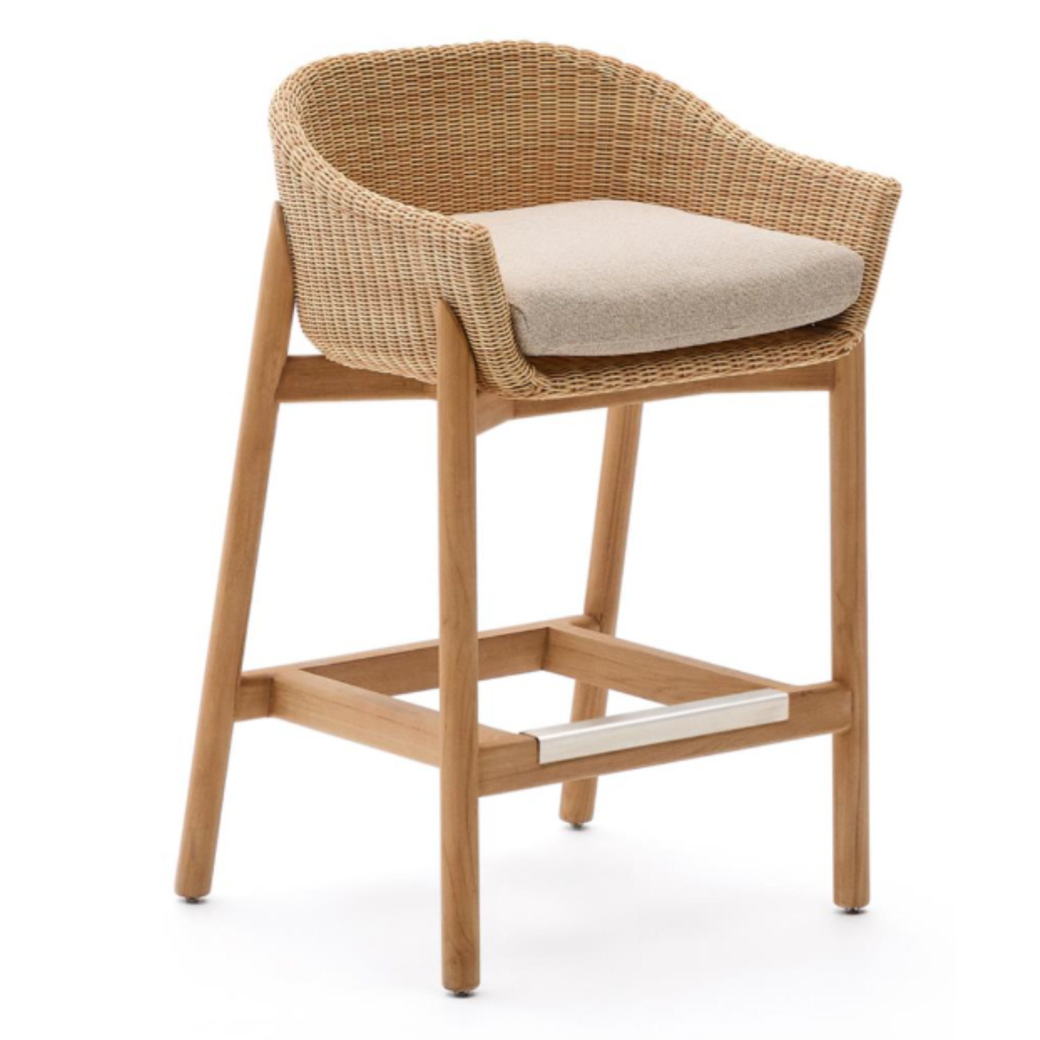 Exteriérový hoker GALEA z teakového dreva s ratanovým sedadlom