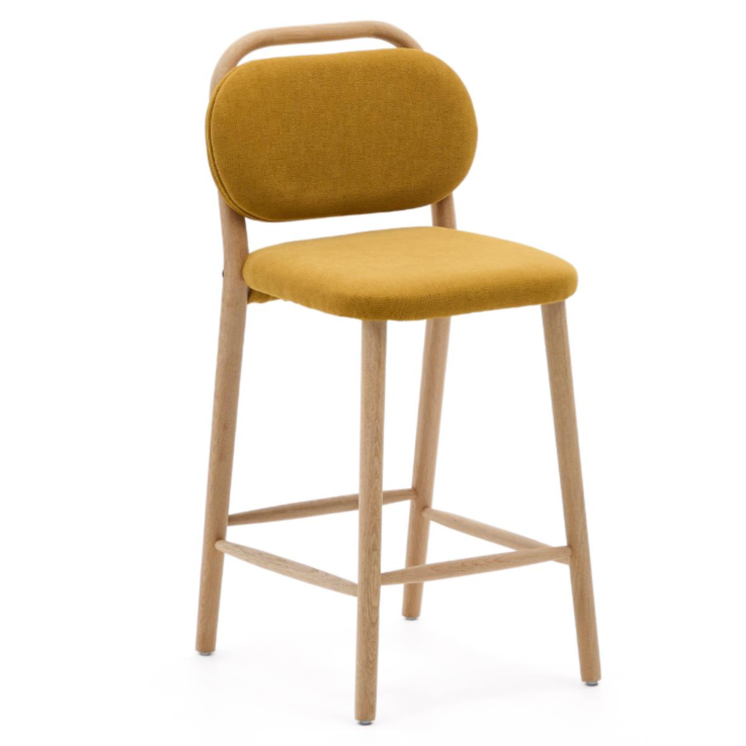 Mustard Helda hoker with an oak base