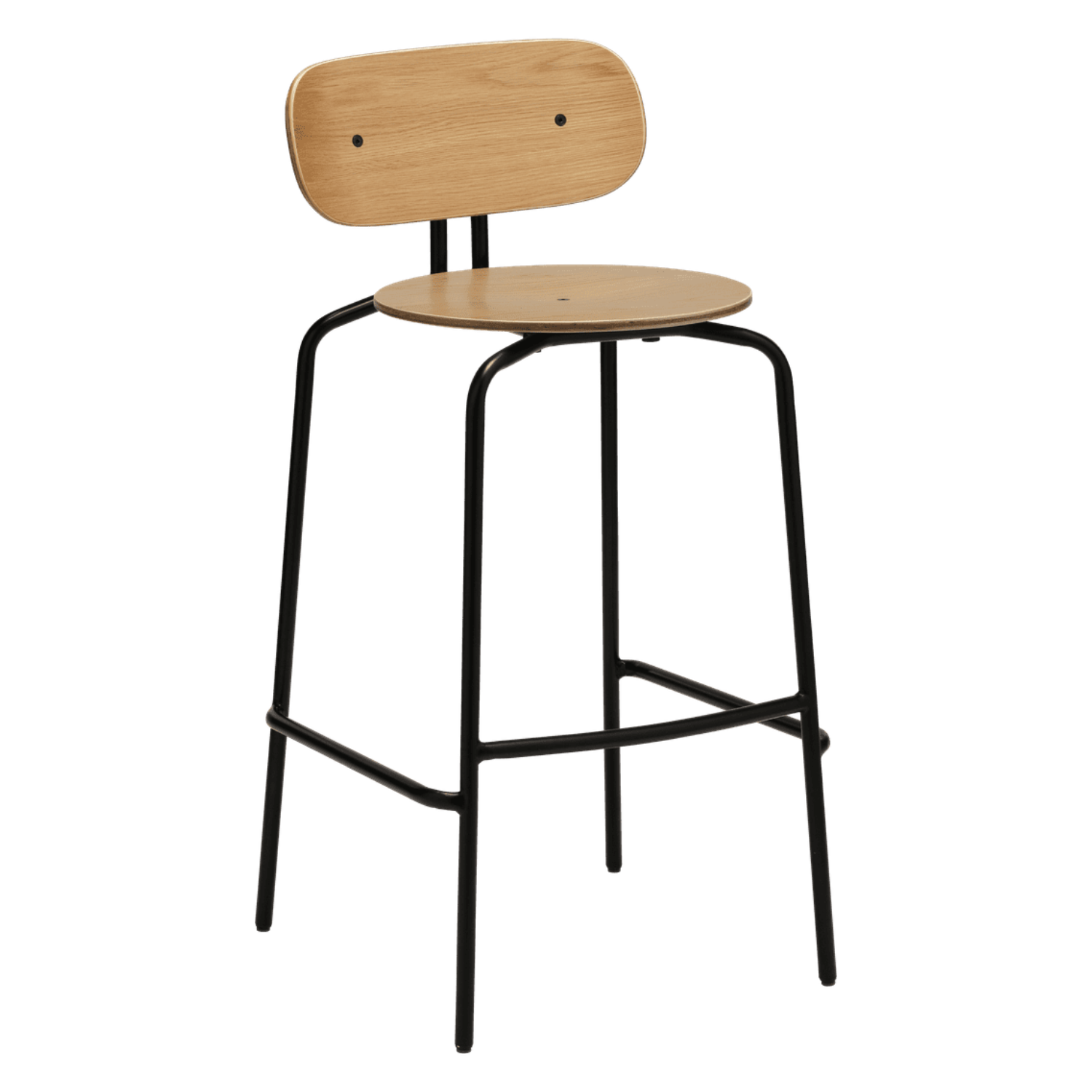 Hocker Curious Oak Veneer with a black base