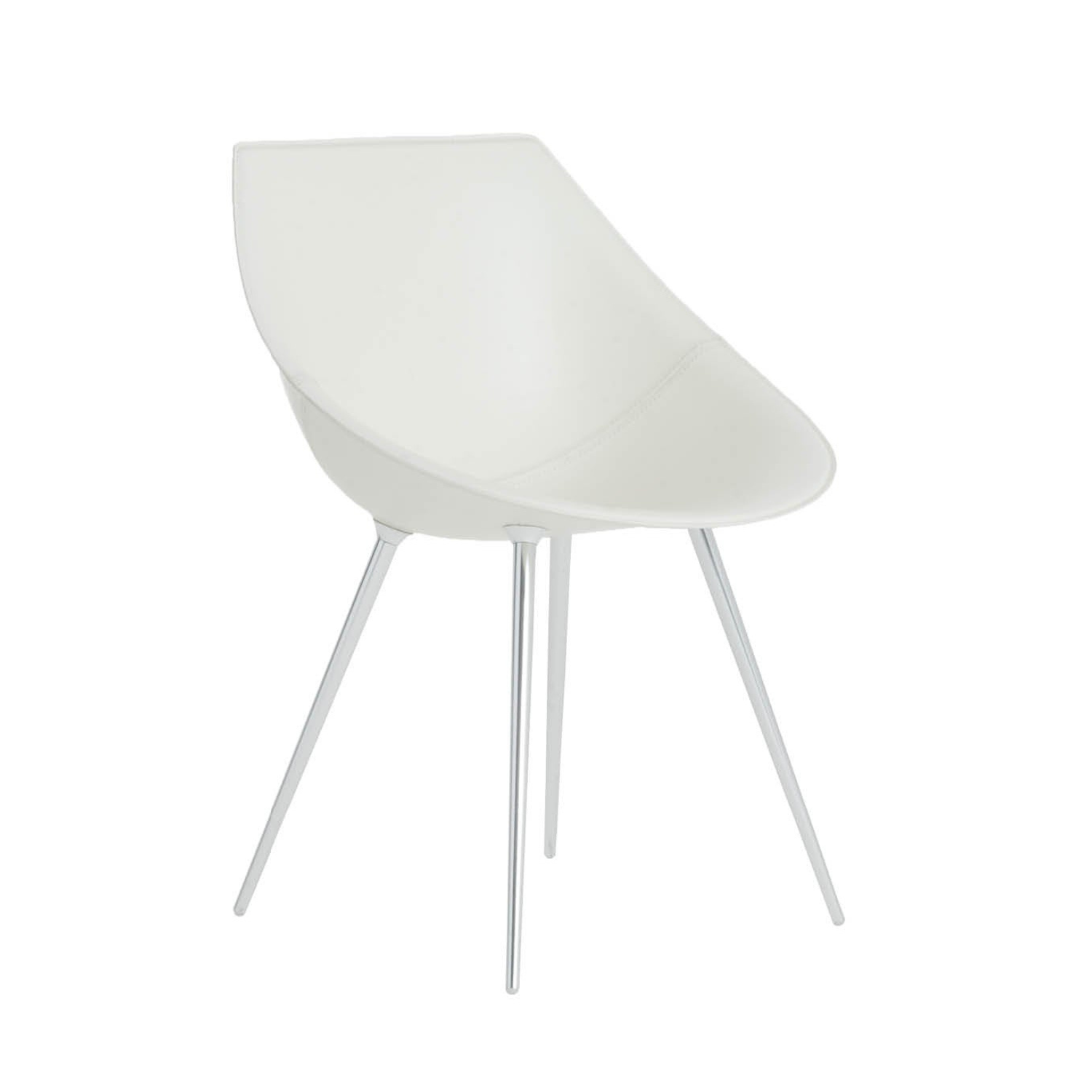 Chair lagò white leather with an aluminum base