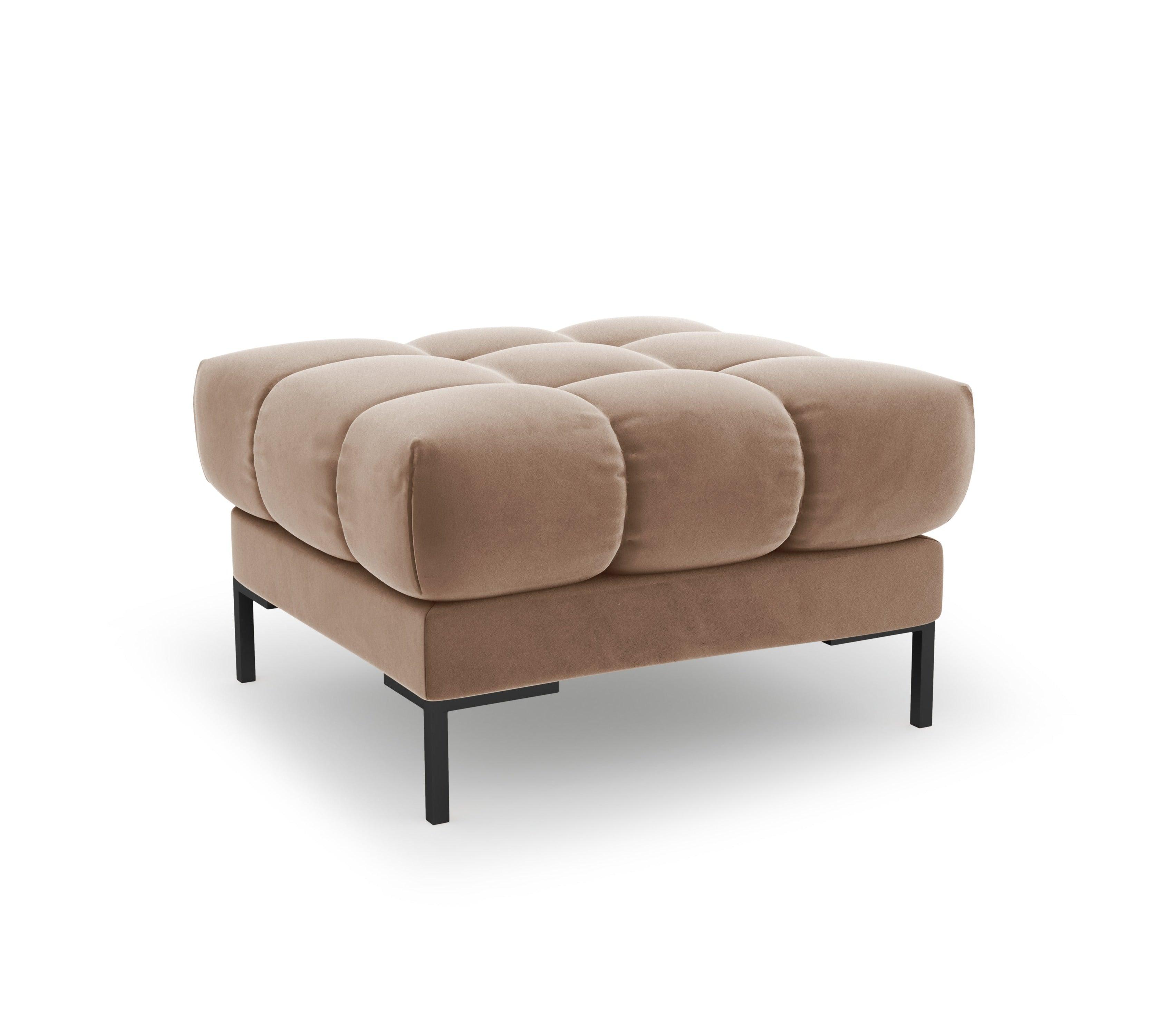 Puf aksamitny BALI beżowy z czarną podstawą Cosmopolitan Design Eye on Design