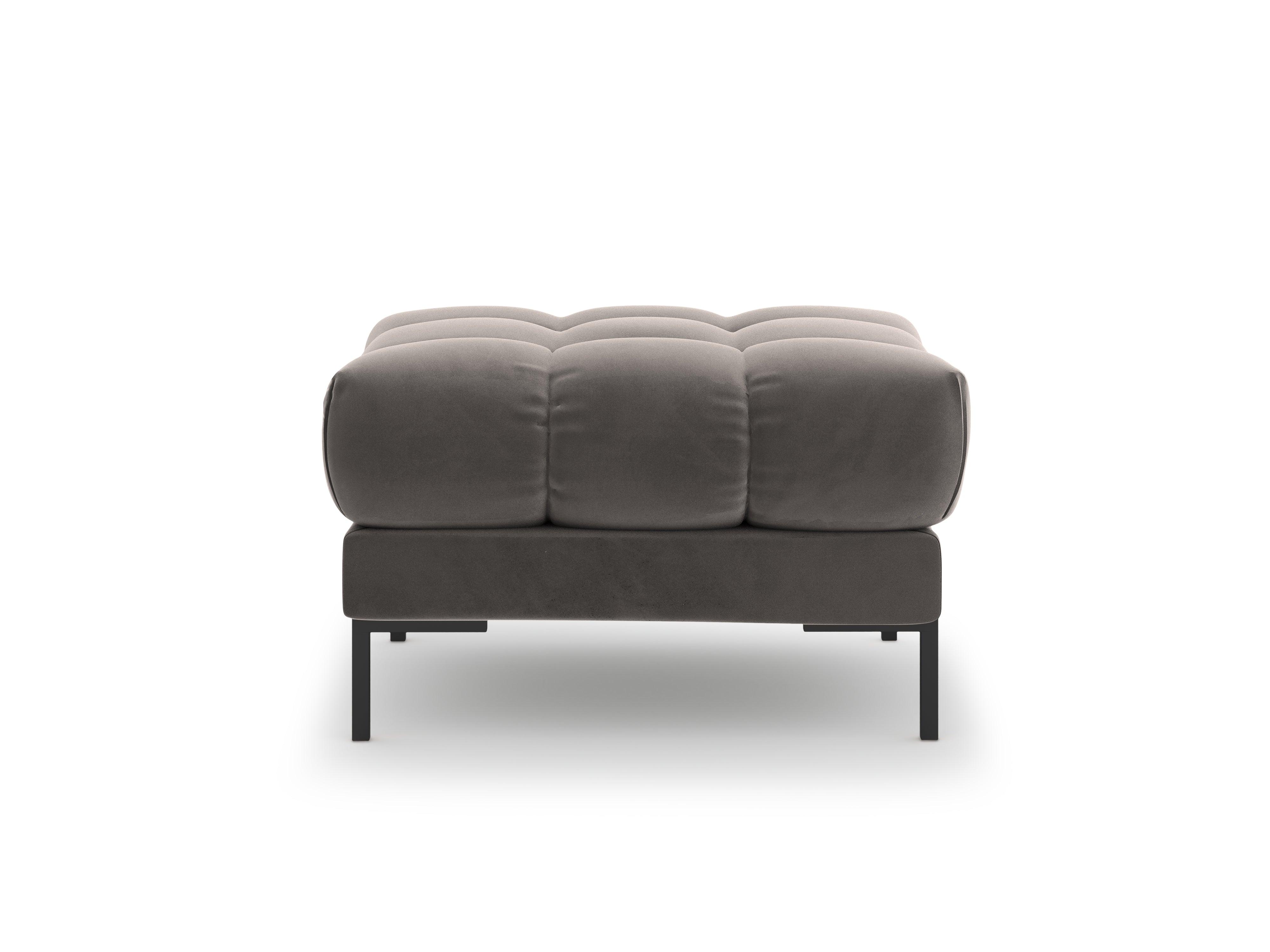 Puf aksamitny BALI jasnoszary z czarną podstawą Cosmopolitan Design Eye on Design